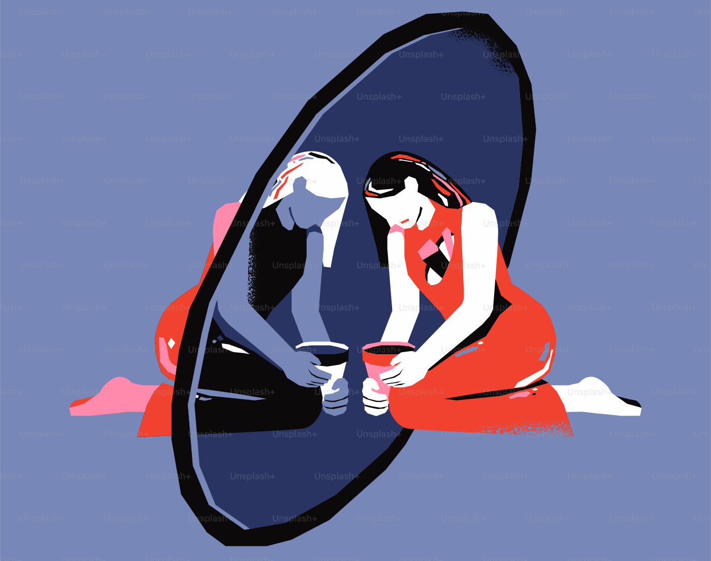 La donna si guarda allo specchio.