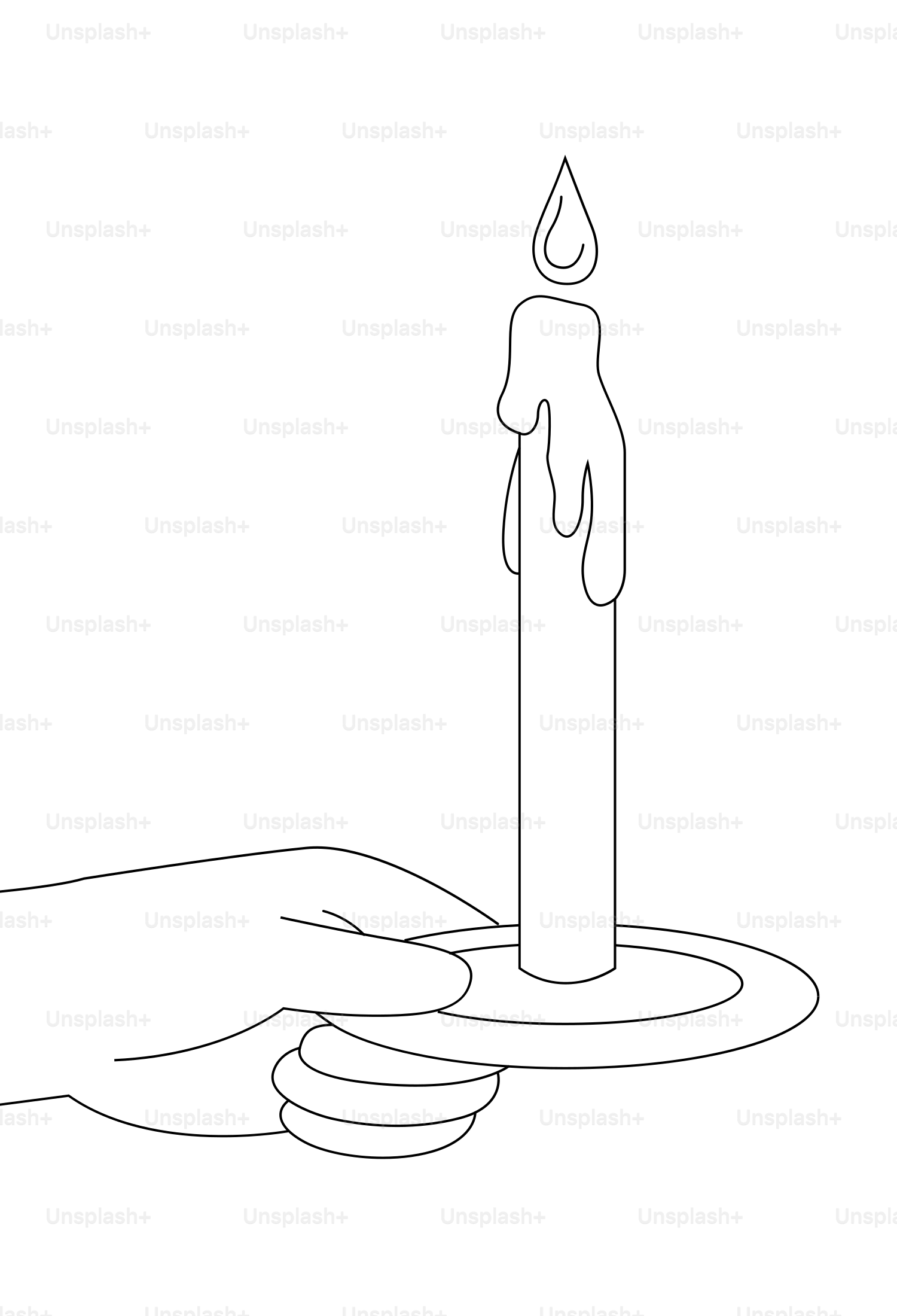 Hand holding a lit candle with dripping wax.