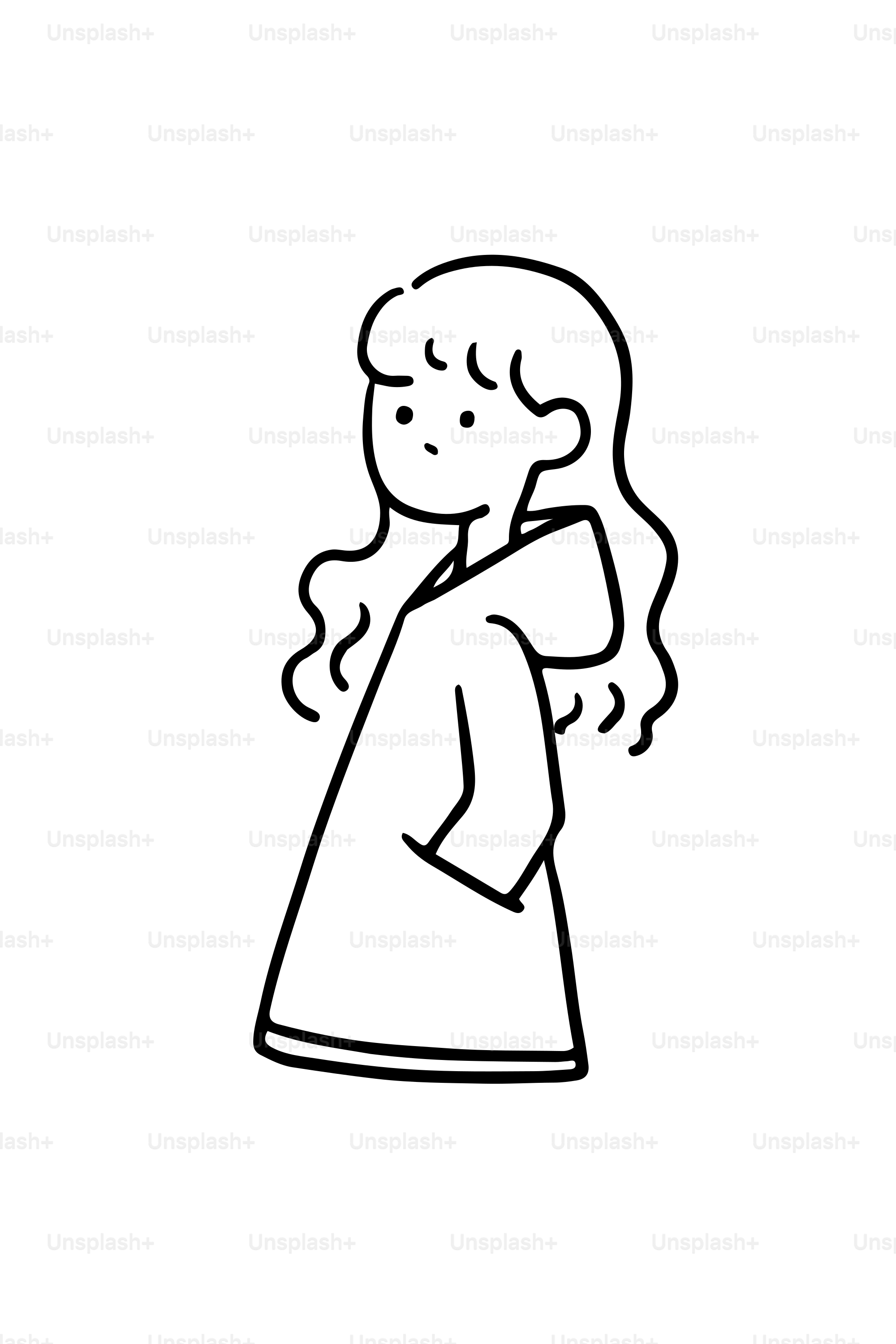 Minimalist drawing of a girl in a hoodie