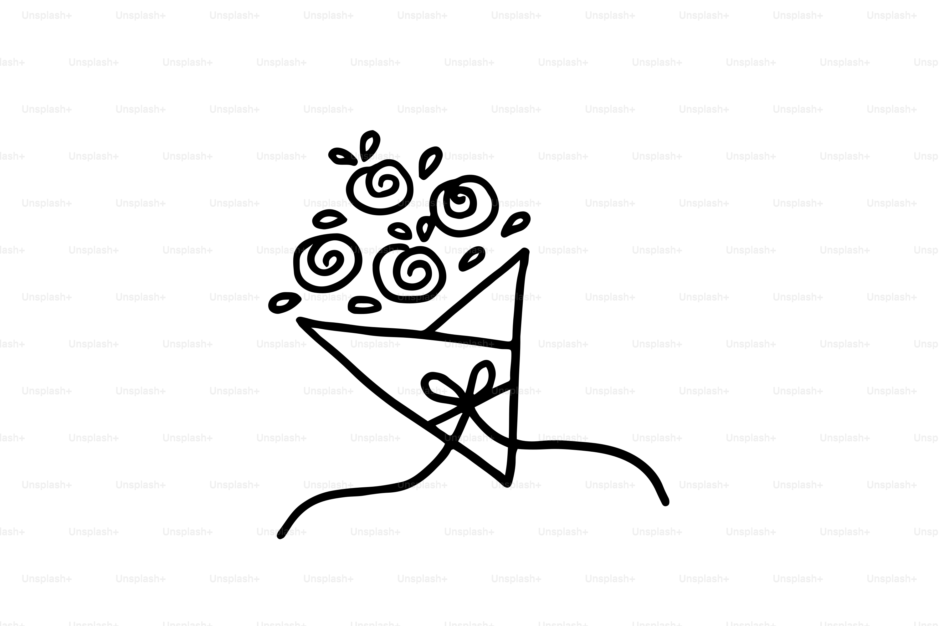 A simple line drawing of a bouquet of flowers