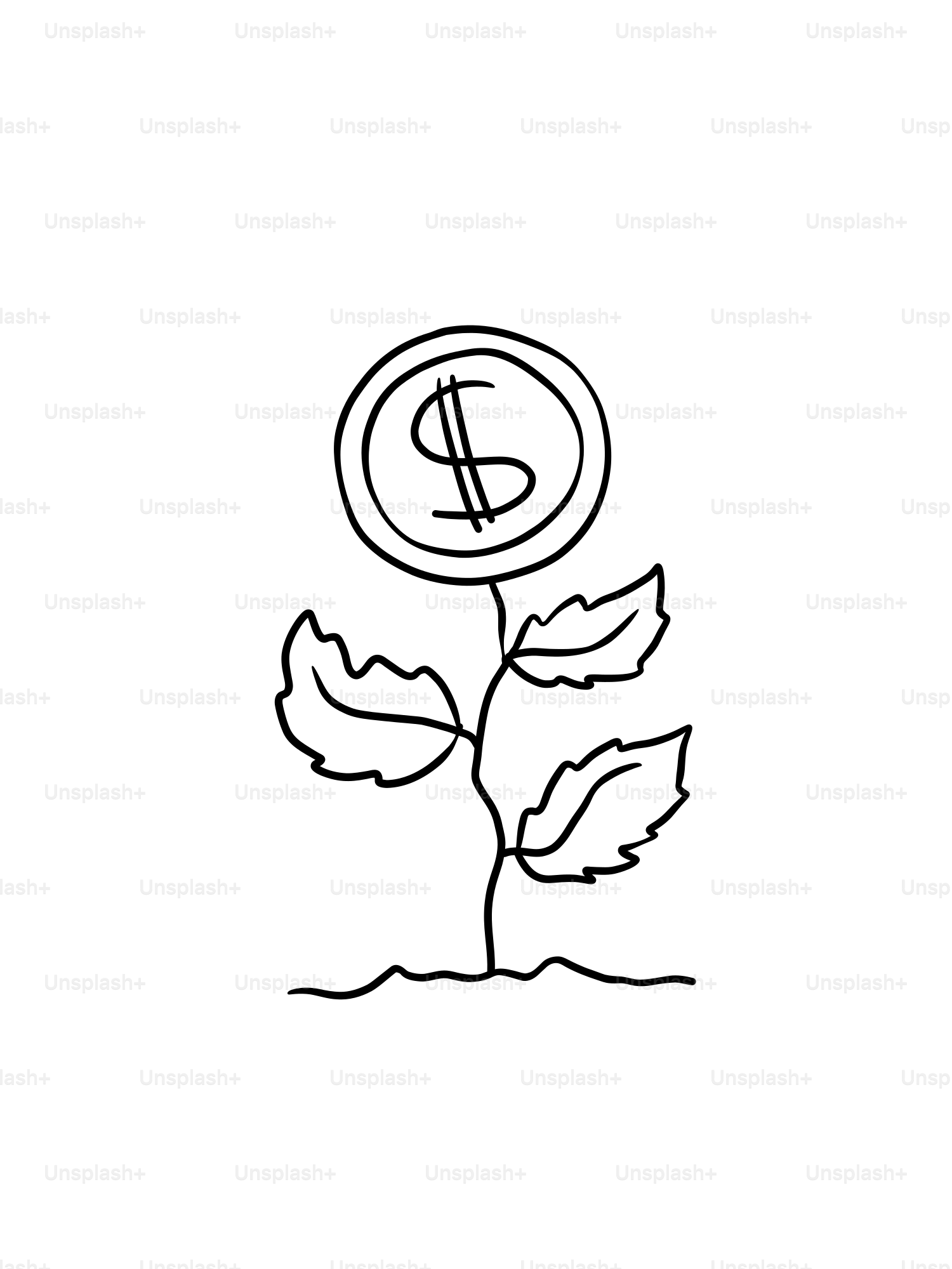 꽃으로 1달러 동전을 가진 식물. 벡터 – Unsplash의 사업 이미지