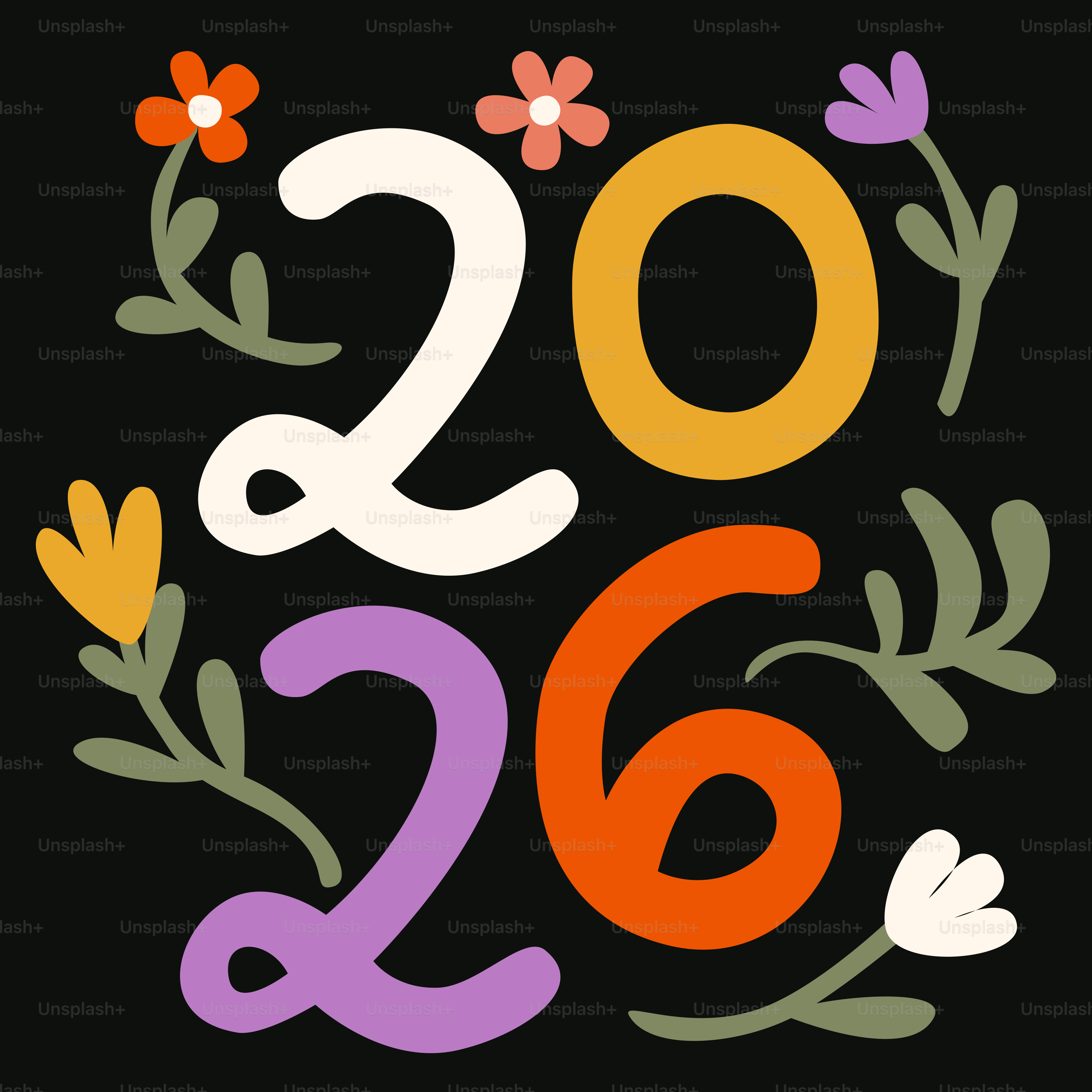 Los números 2026 con flores coloridas vector – Imagen de Flores en Unsplash, image size:3000x3000