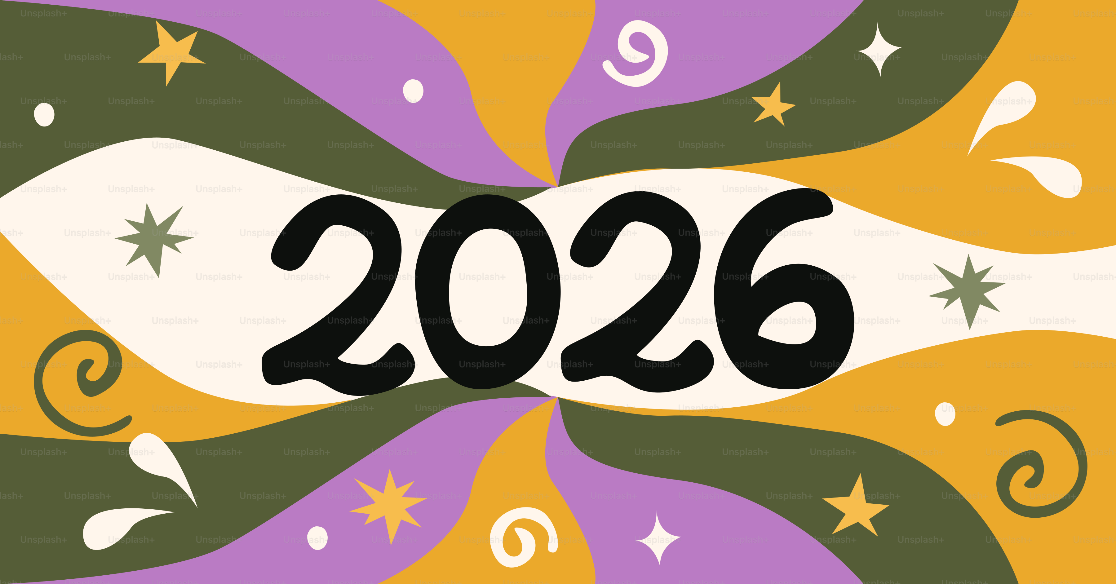 Das Jahr 2026 mit abstraktem, farbenfrohem Hintergrund