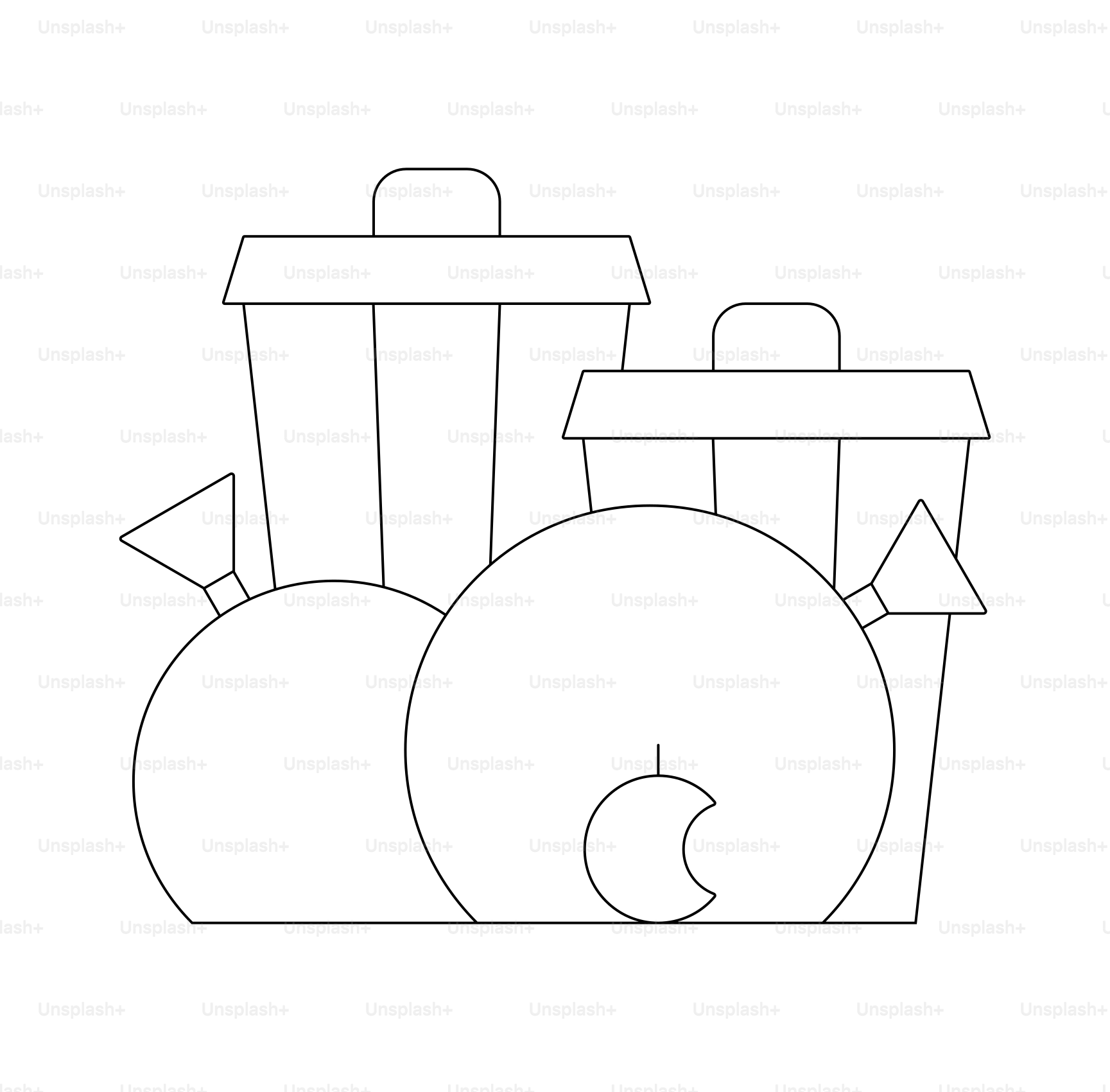 Trash cans and garbage bags with an apple.