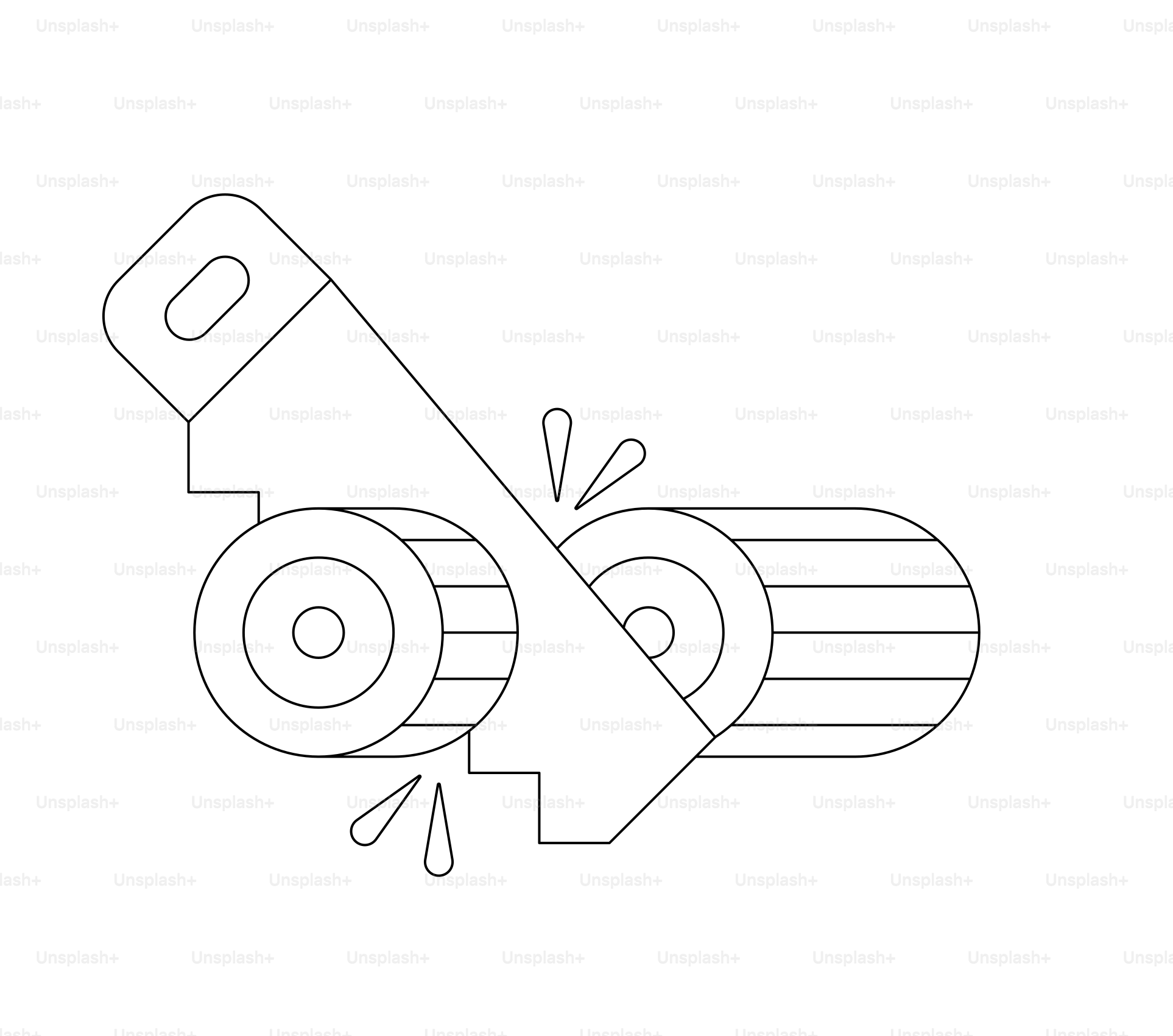 Saw cutting through logs with sparks flying