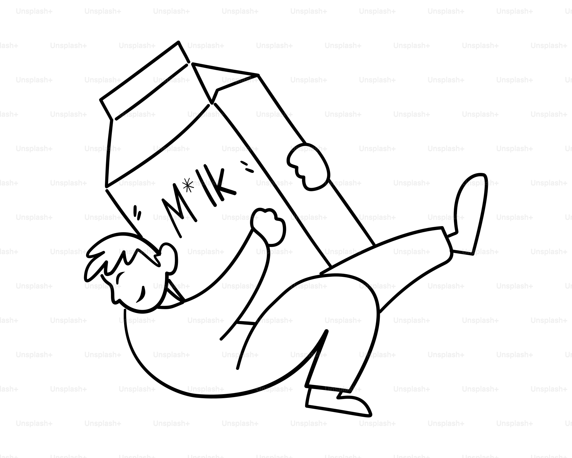 Pessoa lutando para carregar uma grande caixa de leite.