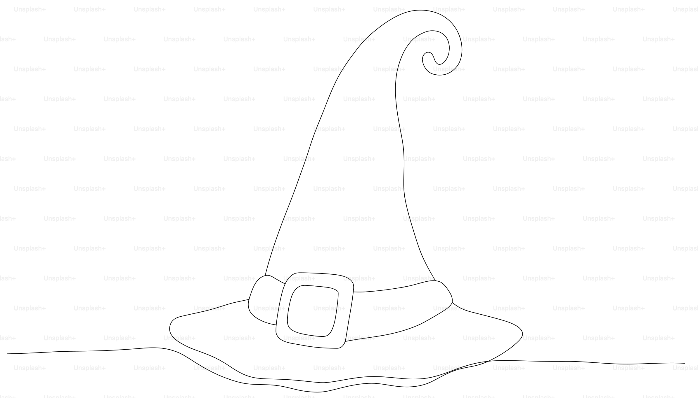 A simple outline drawing of a witch's hat.