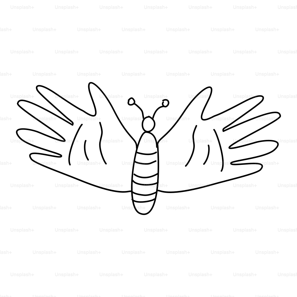 Butterfly with open hands as wings