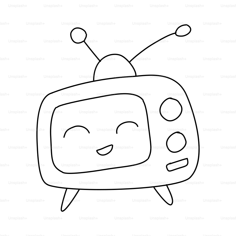 A cartoon television with a smiling face.