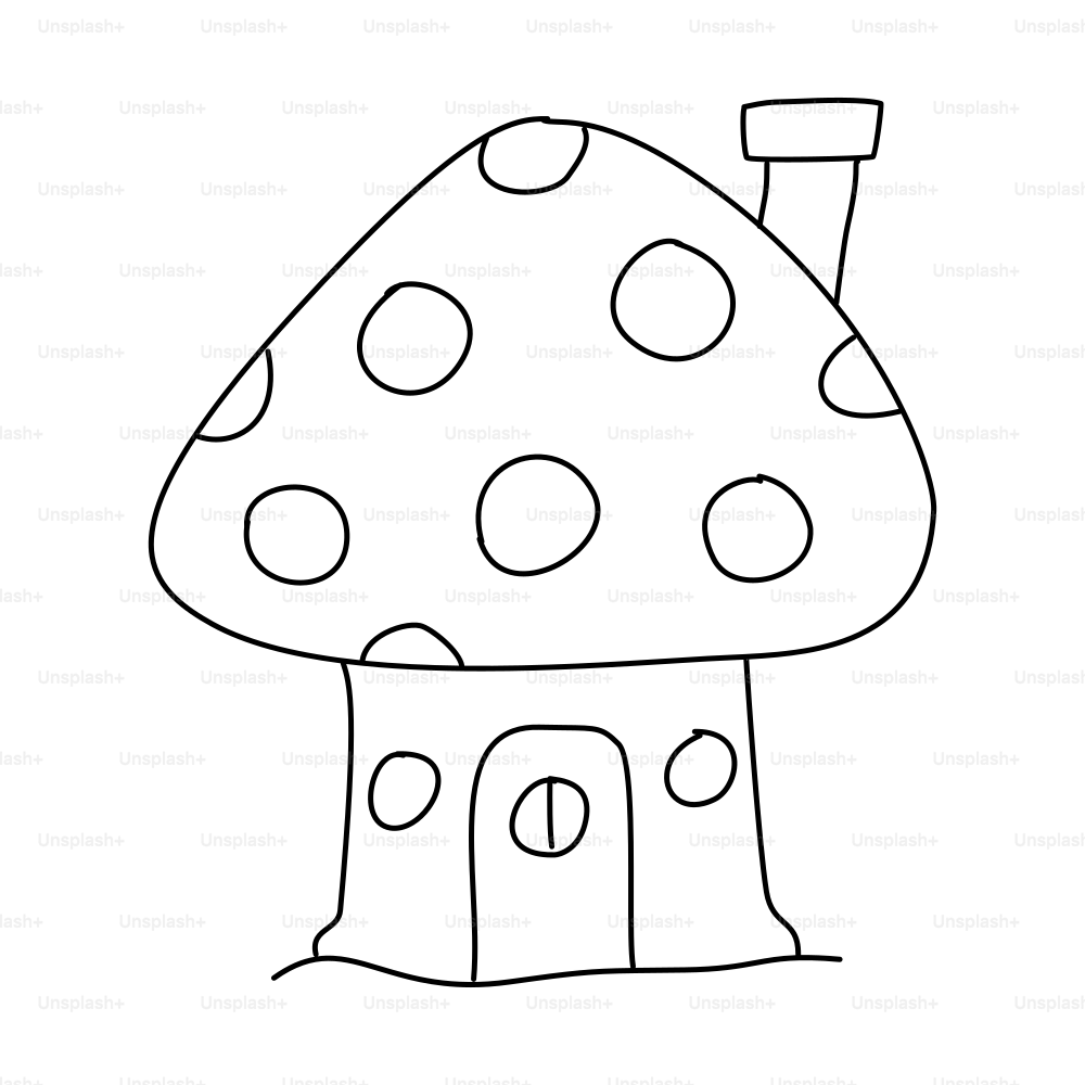 A whimsical mushroom house with a chimney.