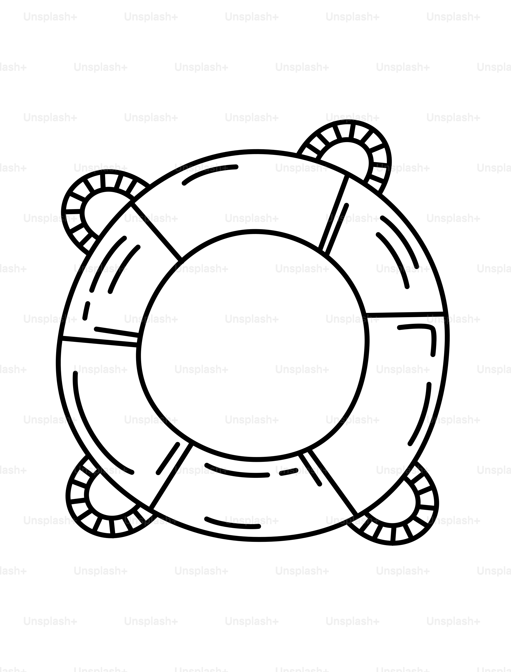 A simple line drawing of a life preserver.