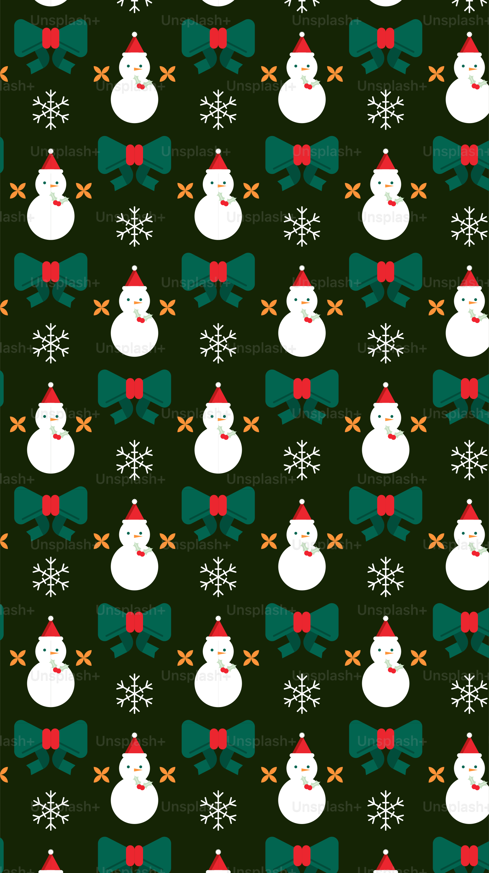 Christmas pattern with snowmen and snowflakes