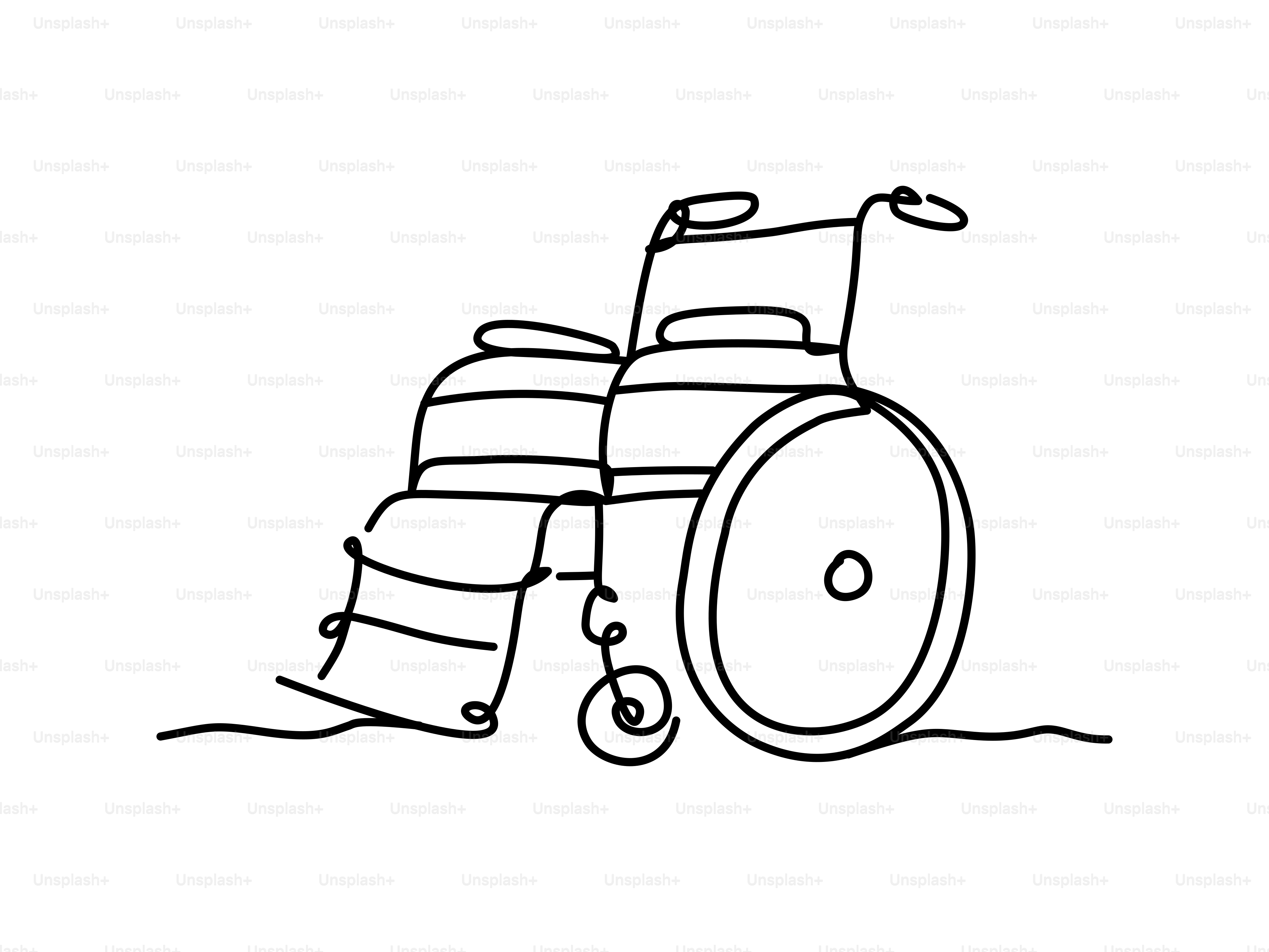 A simple line drawing of a wheelchair.