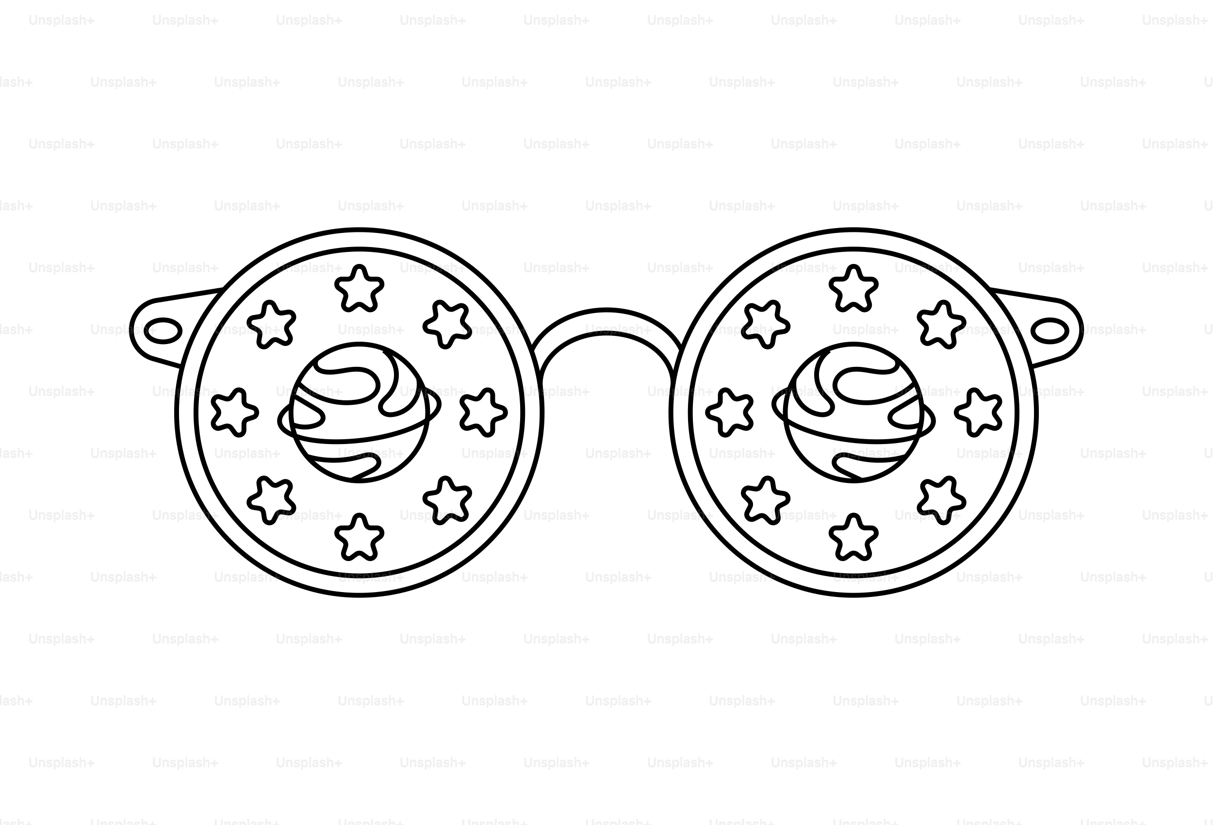 Round glasses with planets and stars