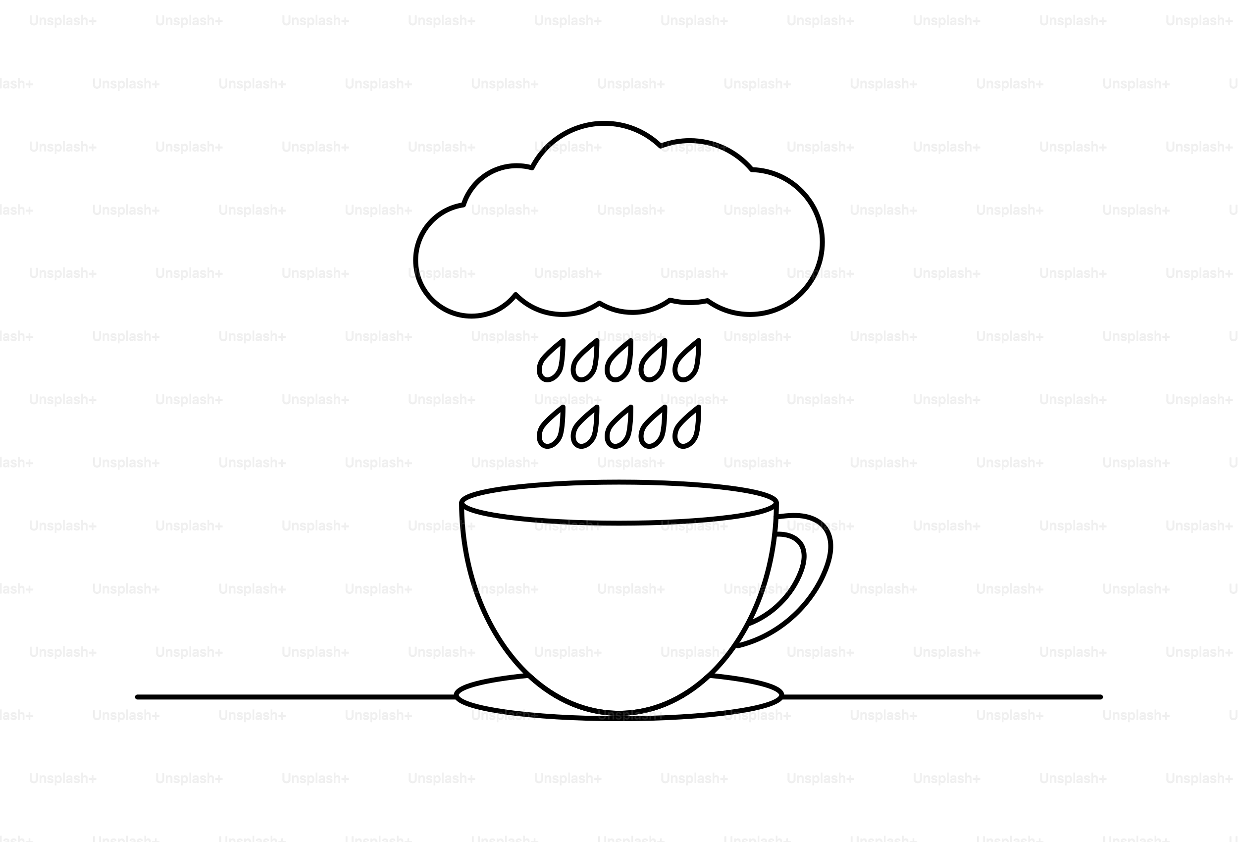 Cloud raining into a coffee cup