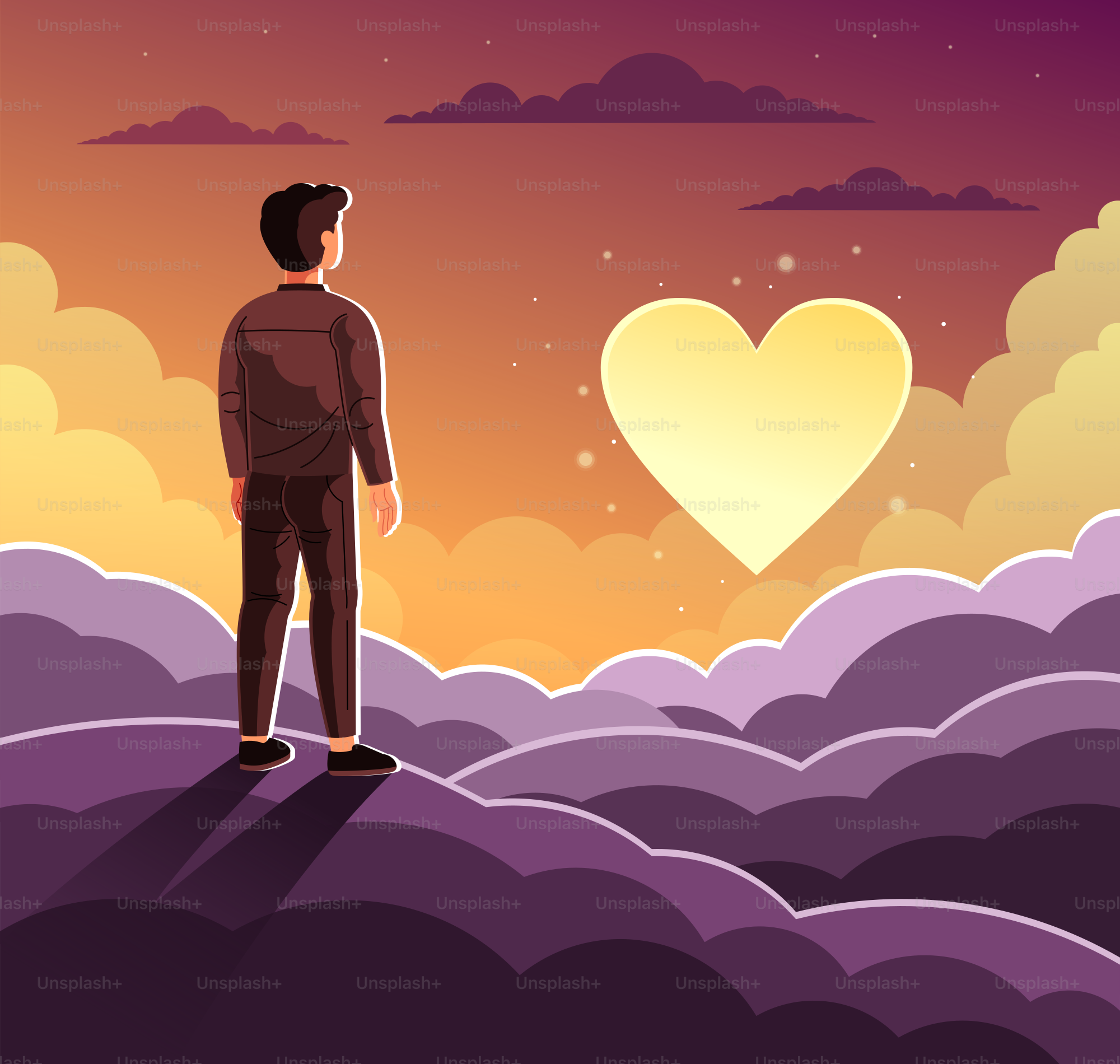 흐린 하늘에서 빛나는 심장을 바라보는 남자 벡터 – Unsplash의 해돋이 이미지, image size:3000x2850