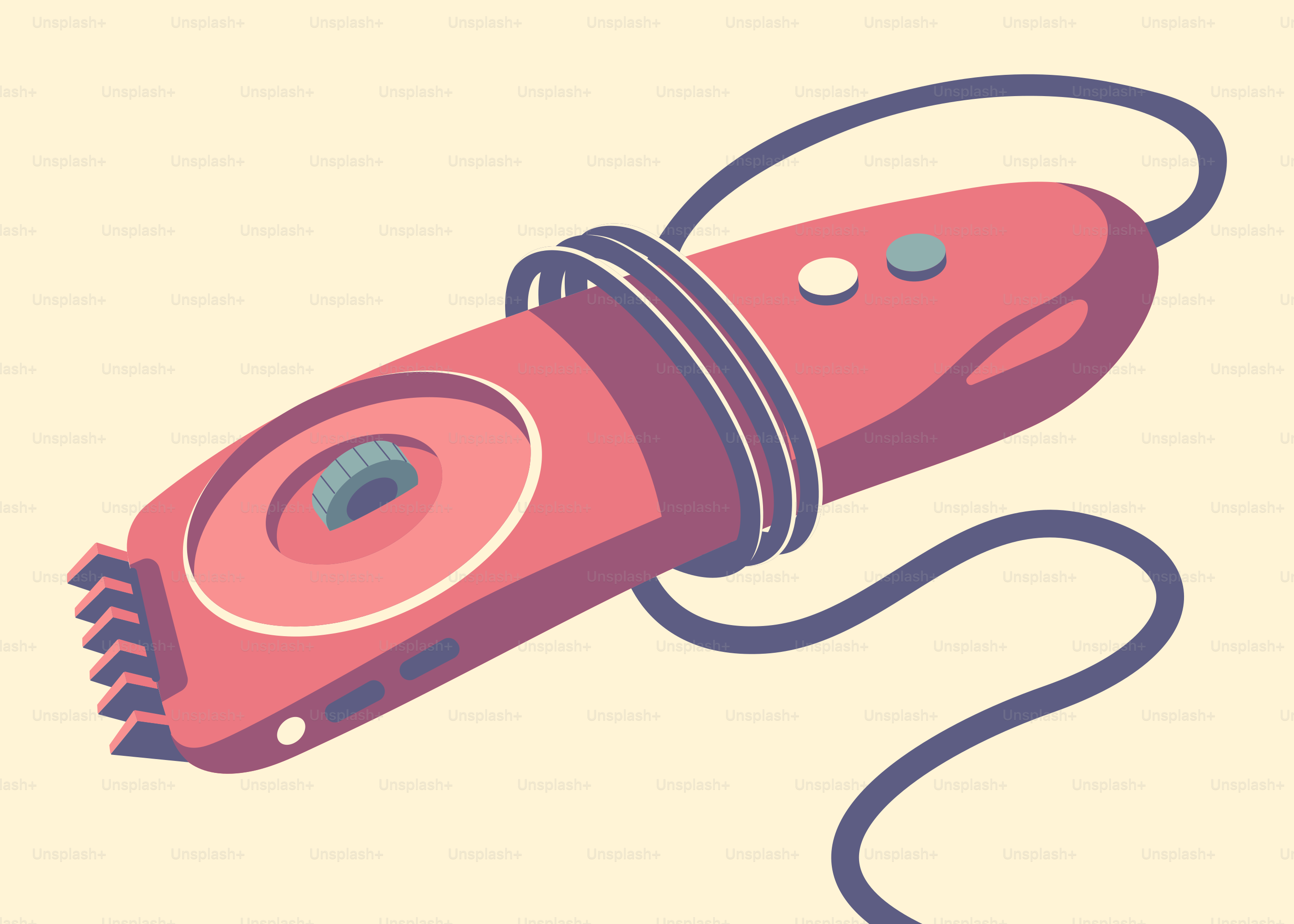 Um aparador de cabelo elétrico vermelho vintage com um cabo enrolado