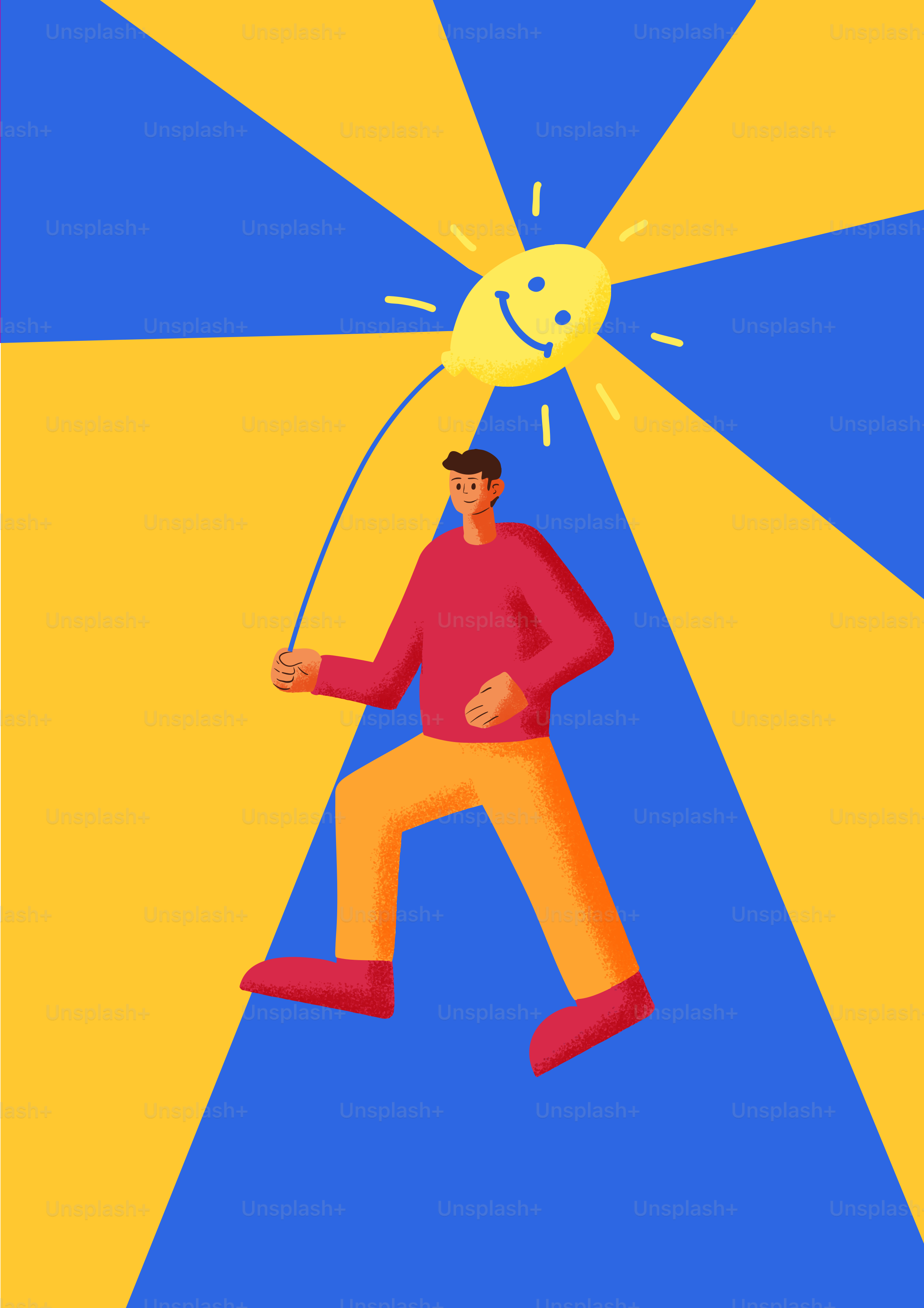 Hombre sosteniendo un globo con una cara sonriente.