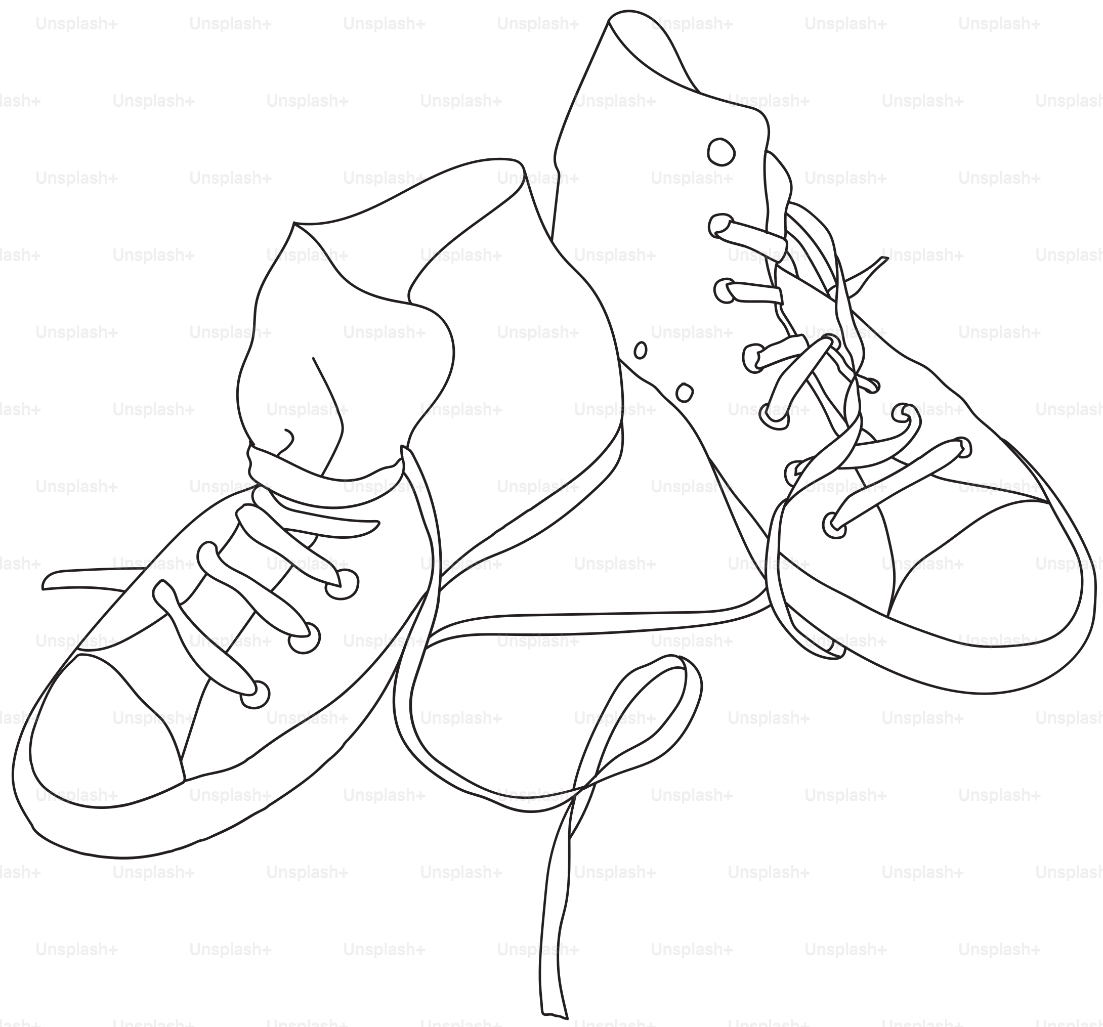 Deux baskets montantes avec lacets