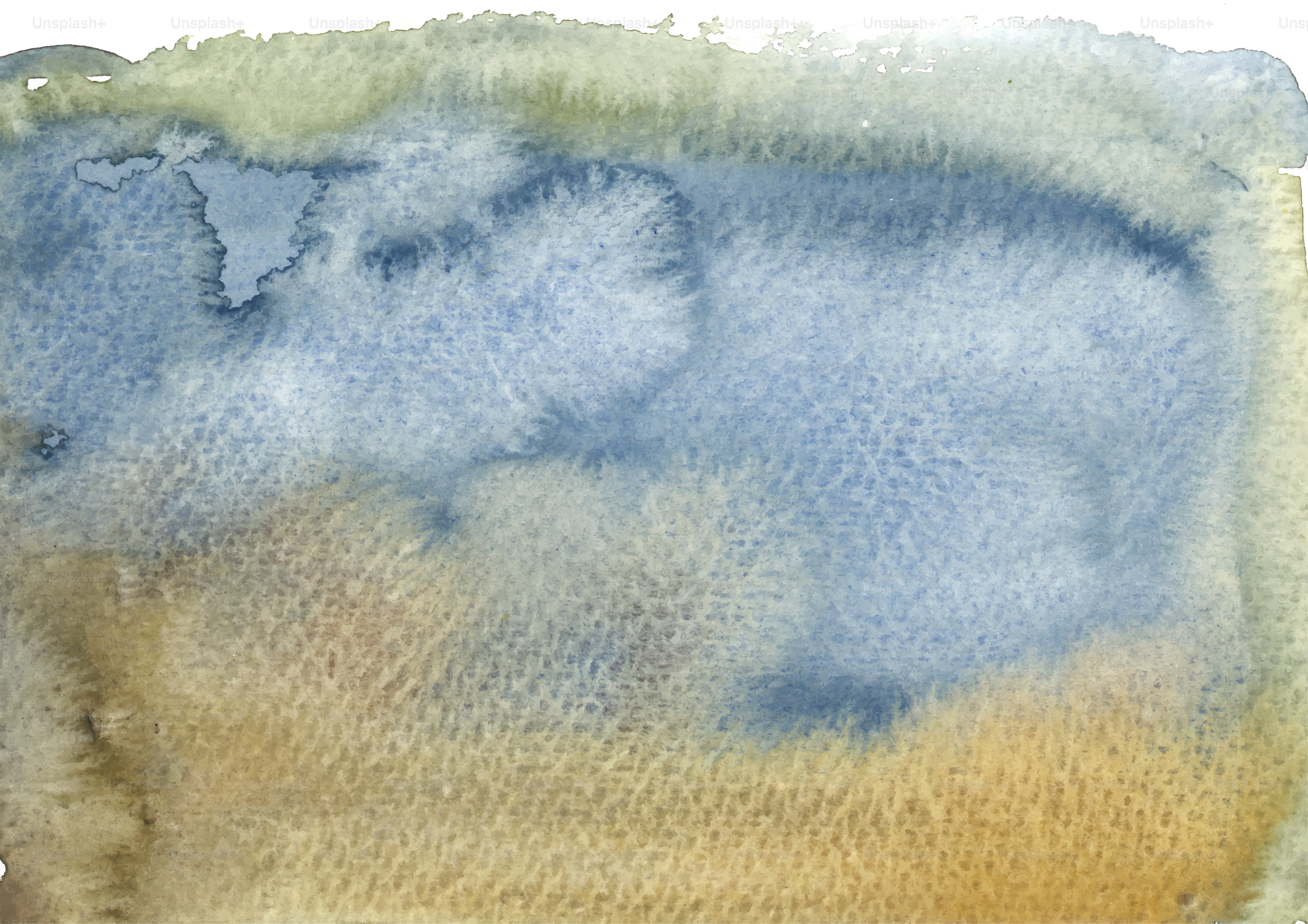 Abstract watercolor painting with blue and brown hues