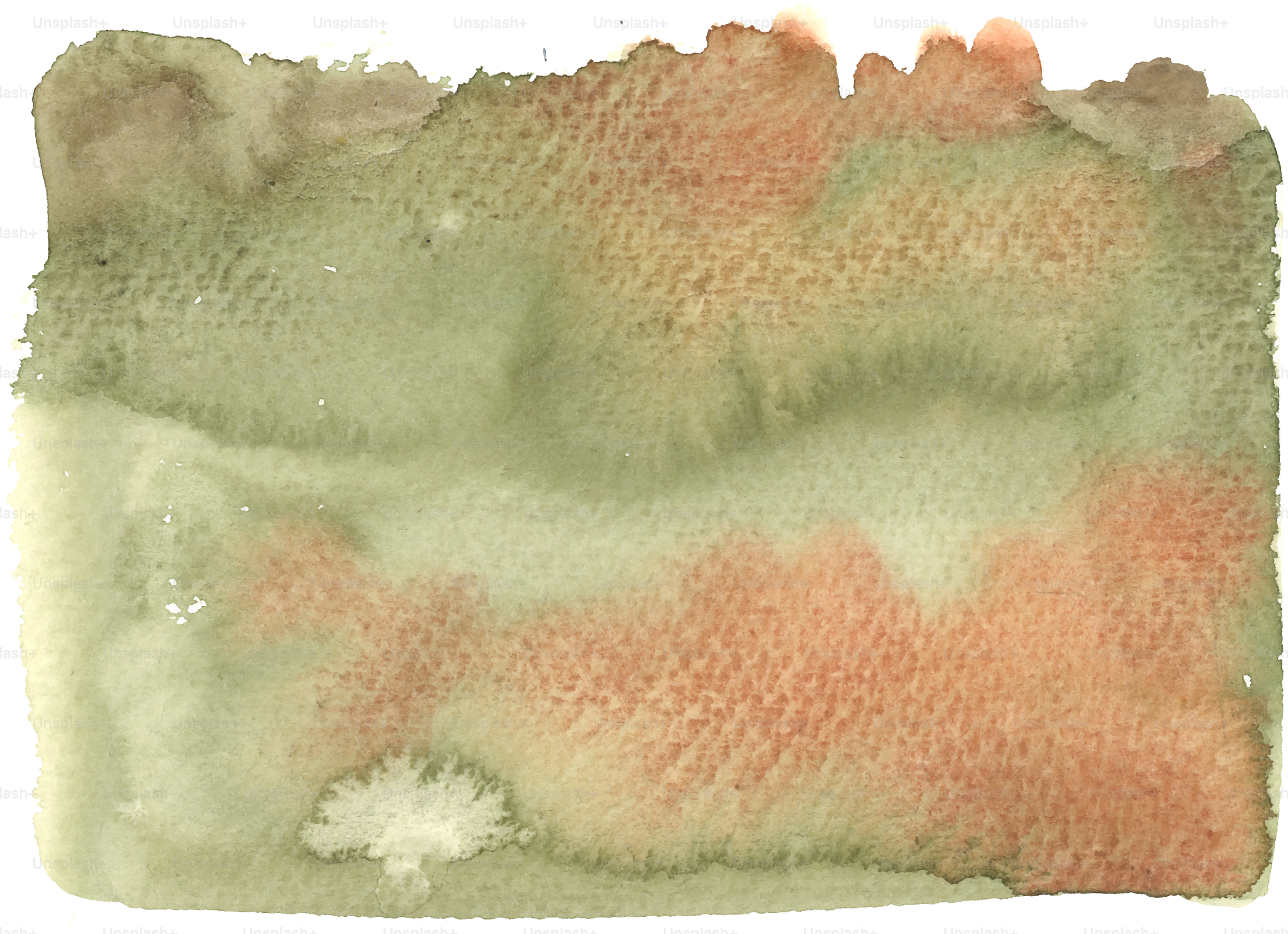 Lavis abstrait aquarelle avec des tons verts et bruns