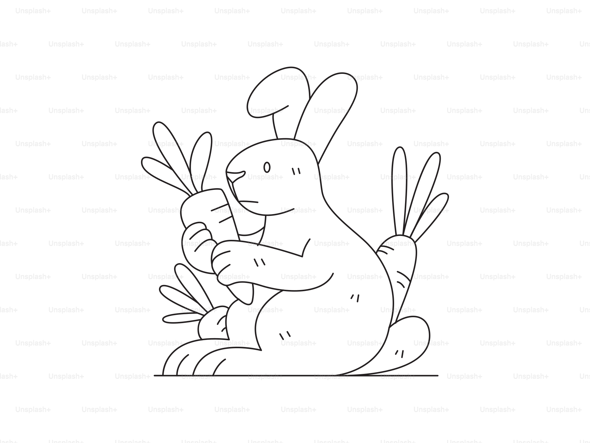 A cartoon rabbit holding carrots