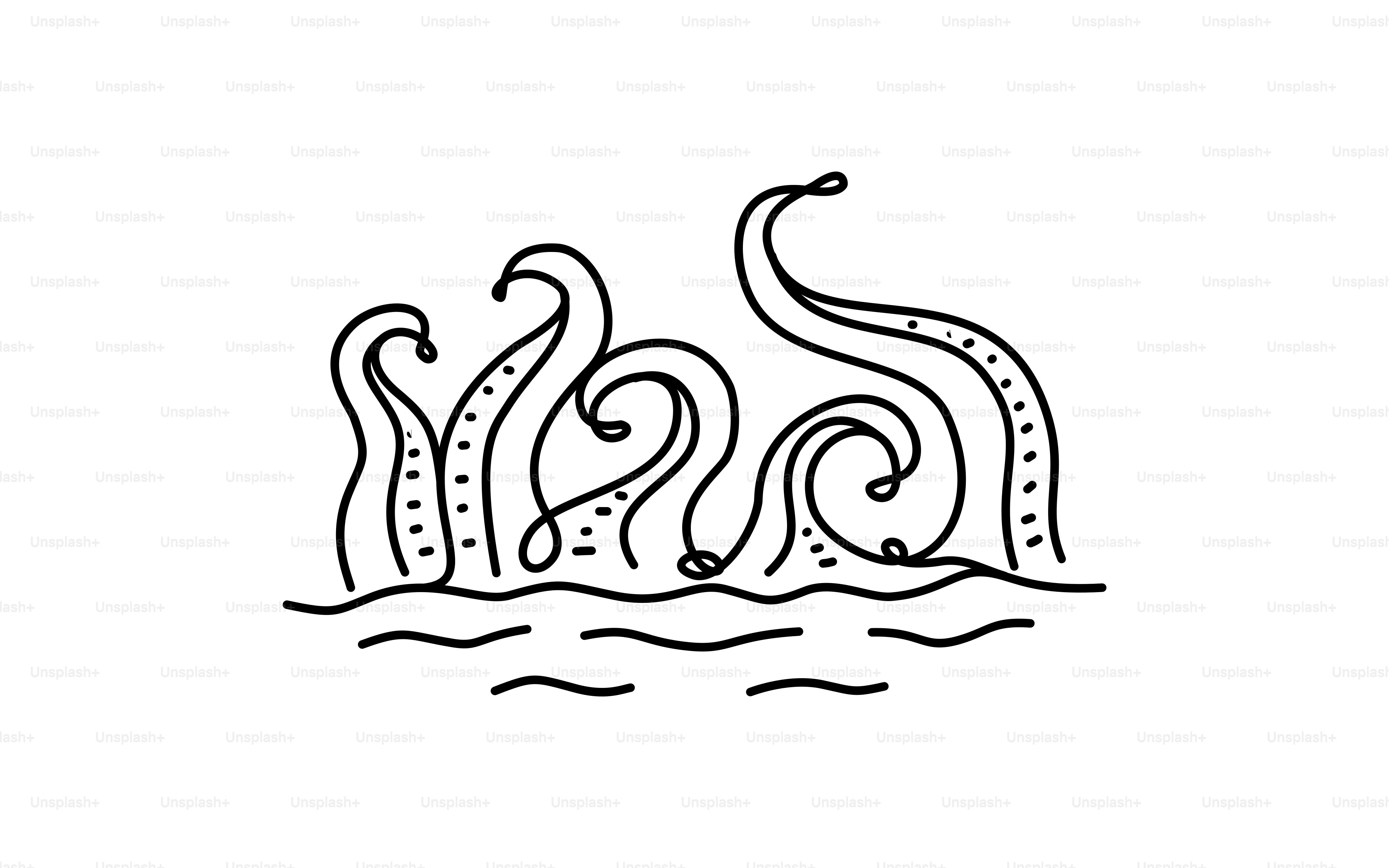 Tentacles emerging from wavy water