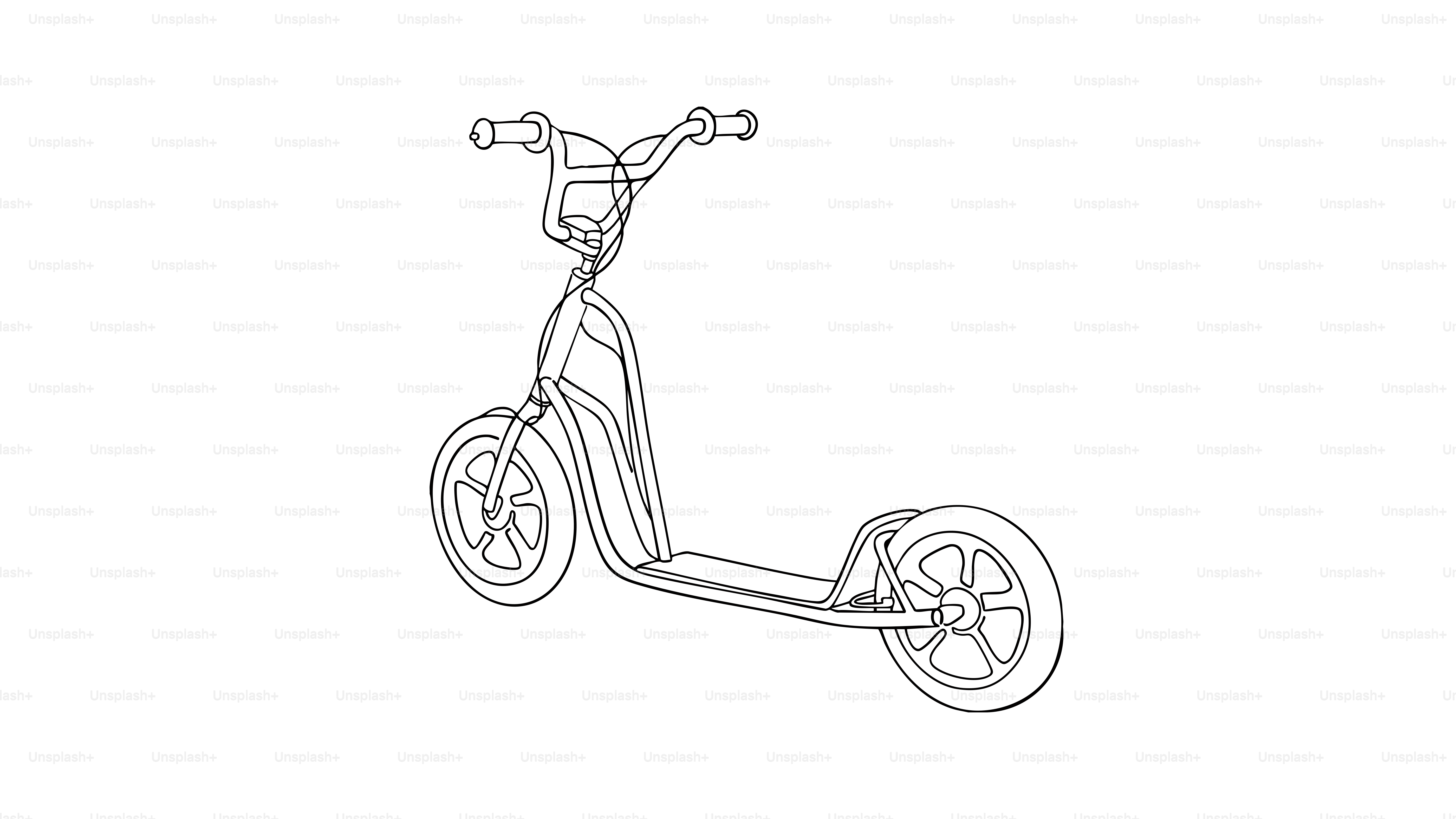 Line art of a kick scooter on white background