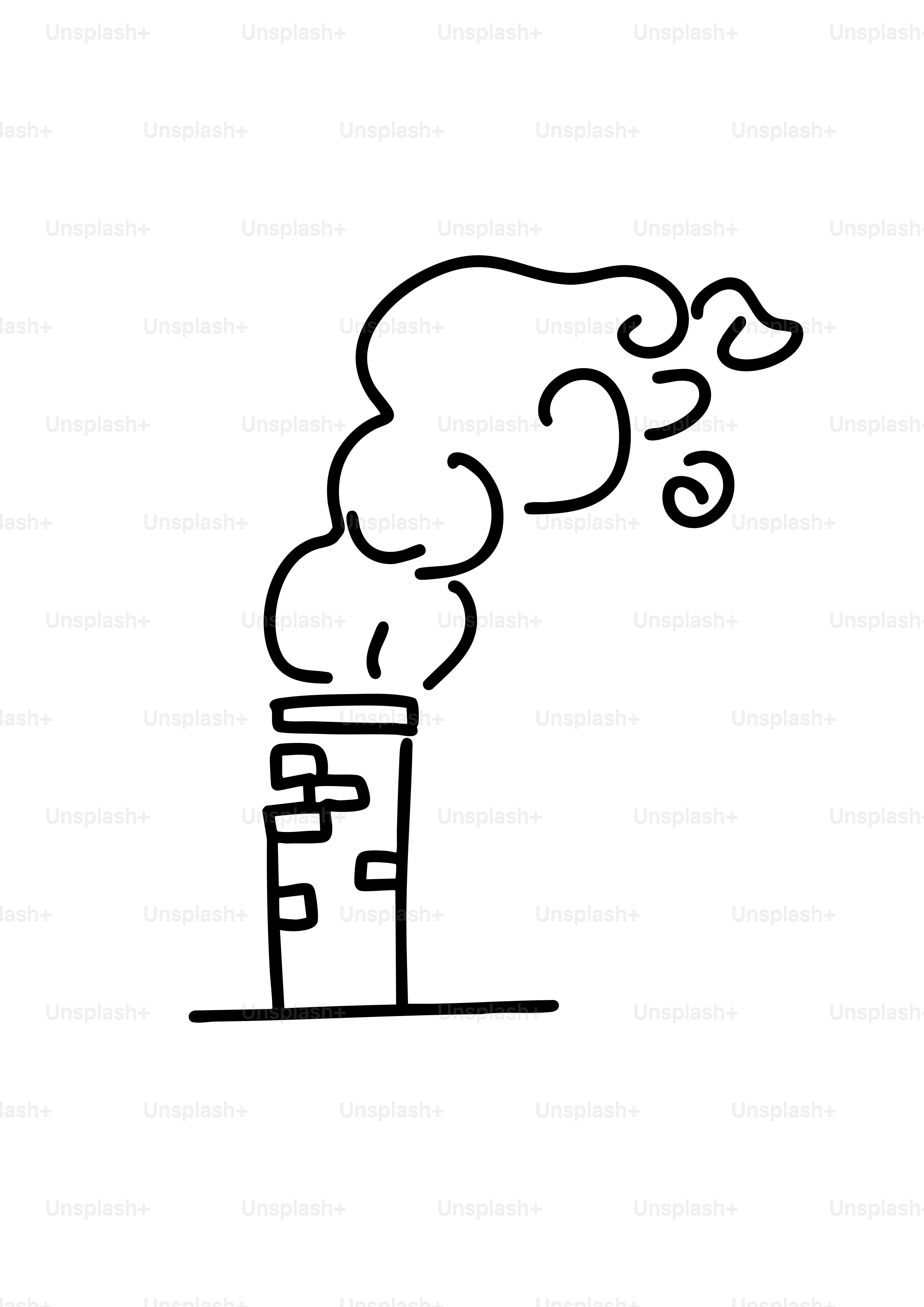 Chimney emitting smoke against a white background