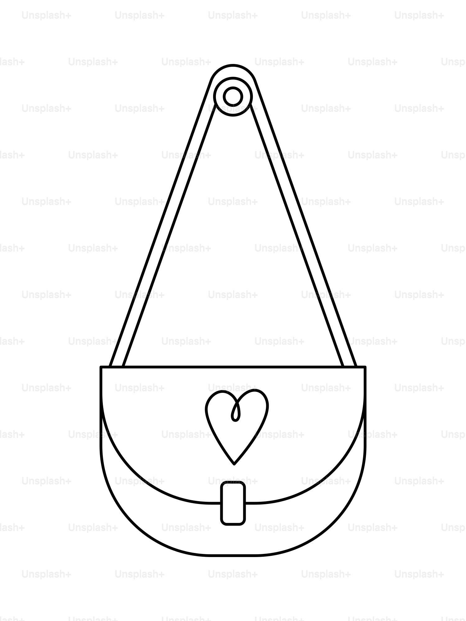 A simple line drawing of a purse with a heart.
