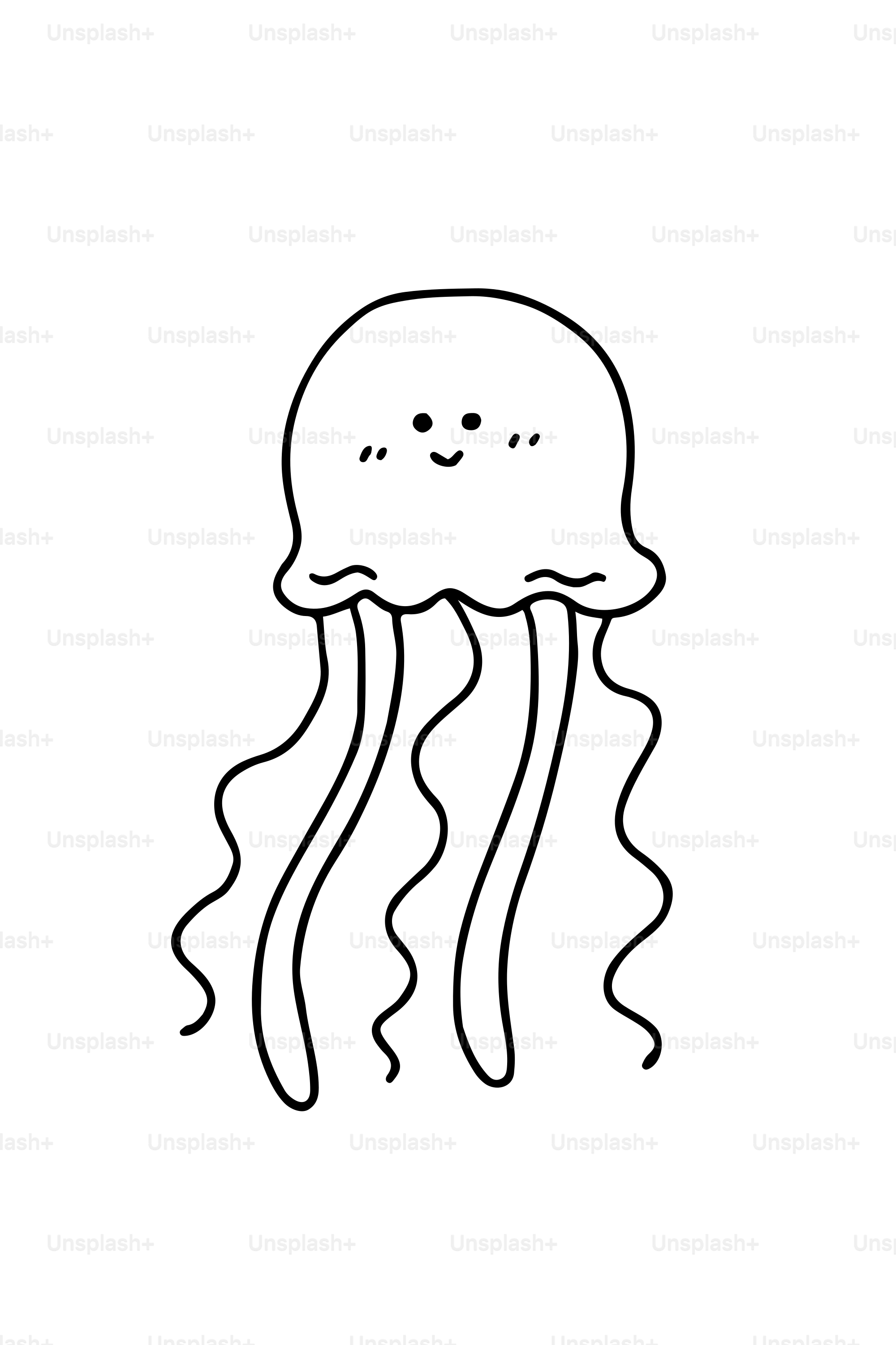 A cute cartoon jellyfish with a smiling face.