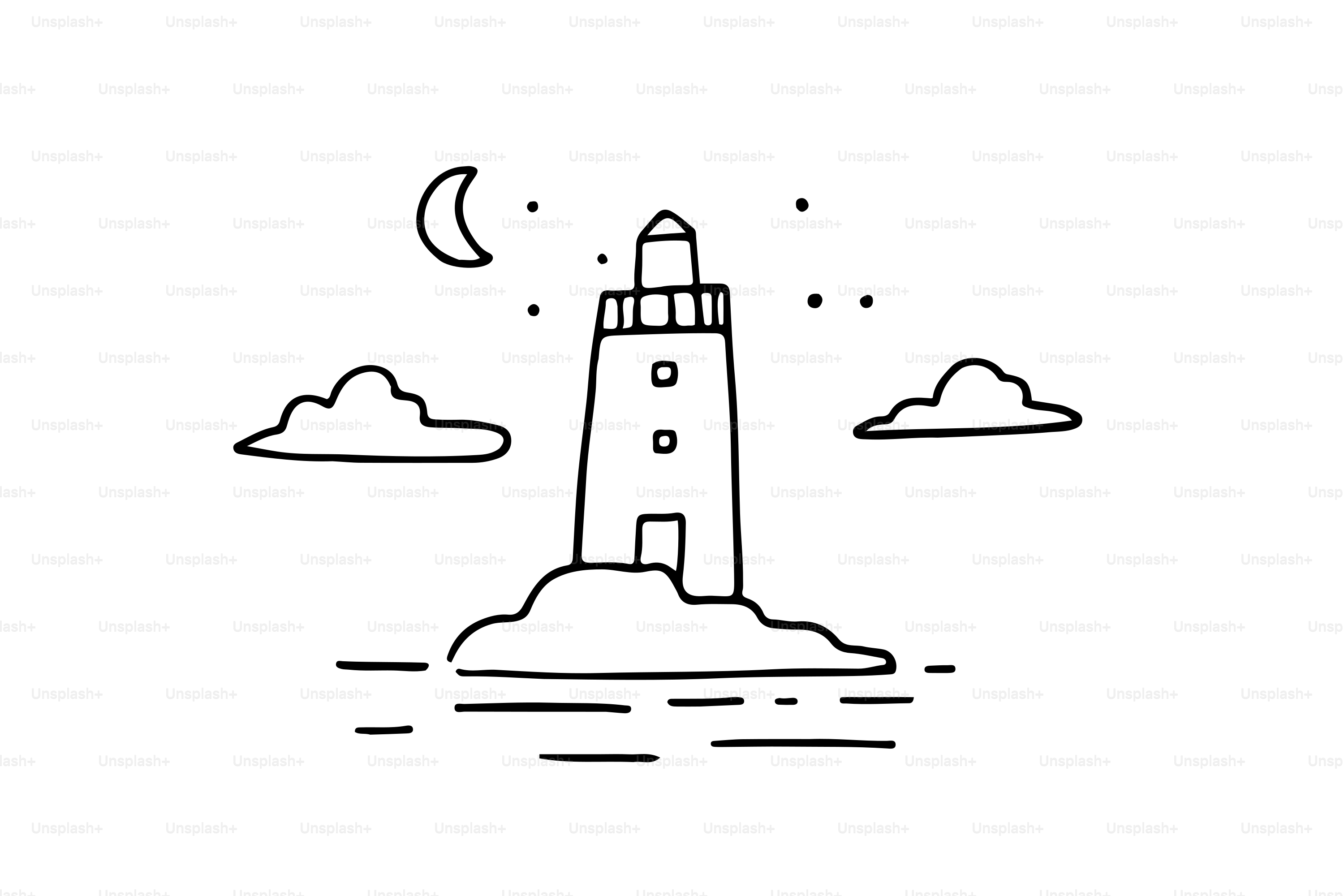 Lighthouse on an island at night