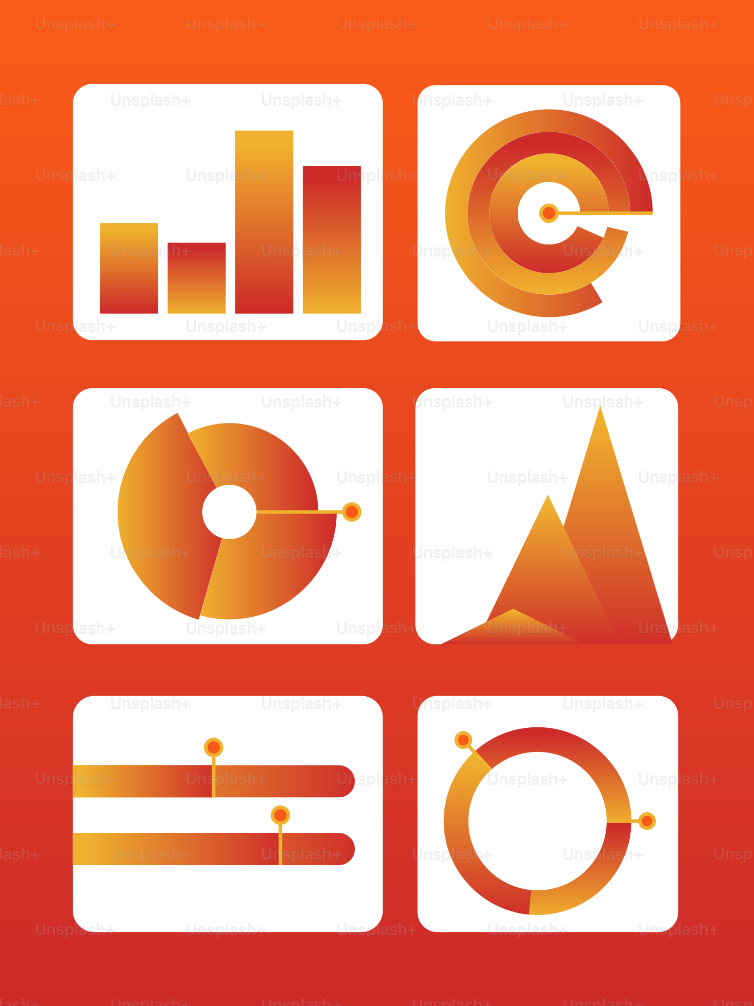 Collection de divers graphiques colorés de visualisation de données.