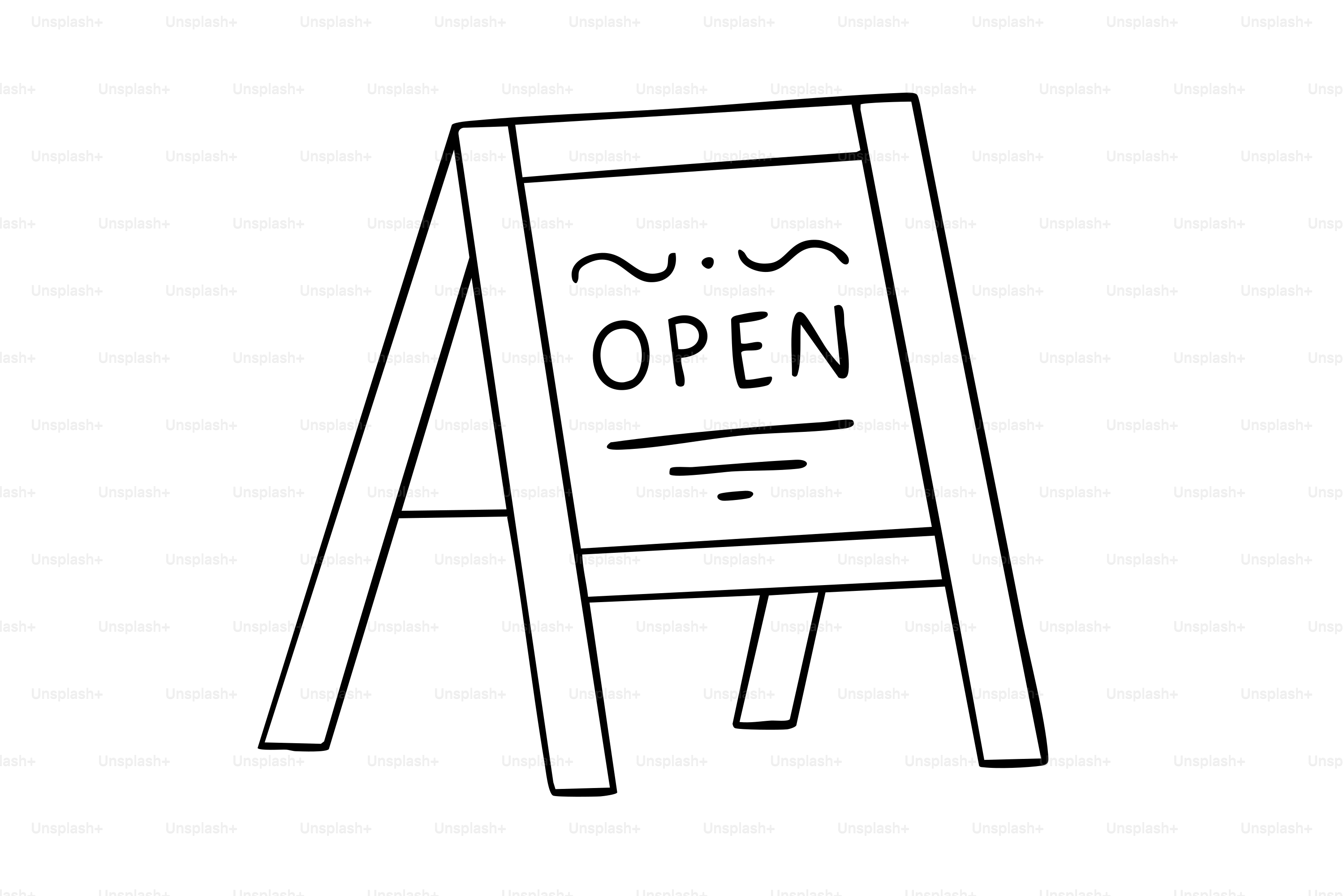 A hand-drawn open sign on an a-frame board