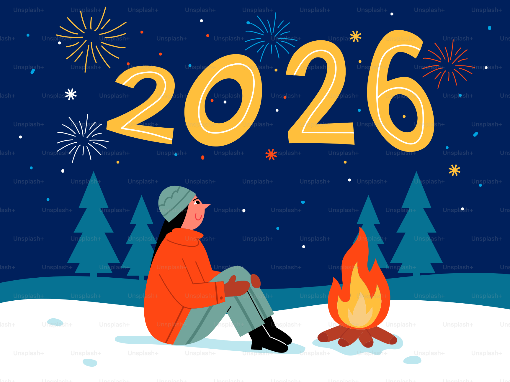 Une personne regarde les feux d’artifice pour l’année 2026
