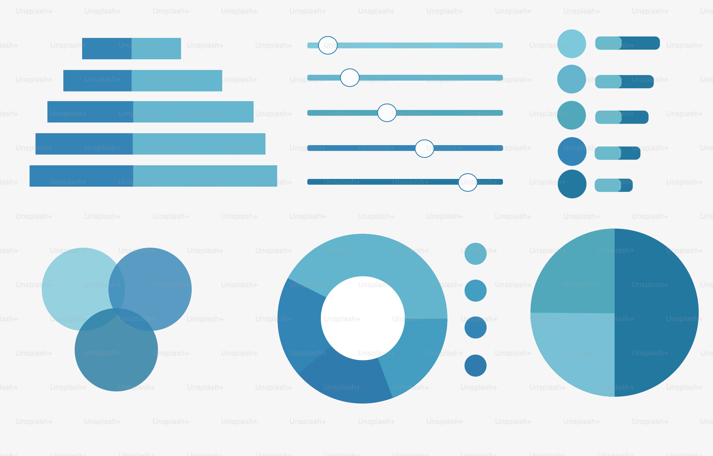 Collection de tableaux et graphiques de visualisation de données bleues