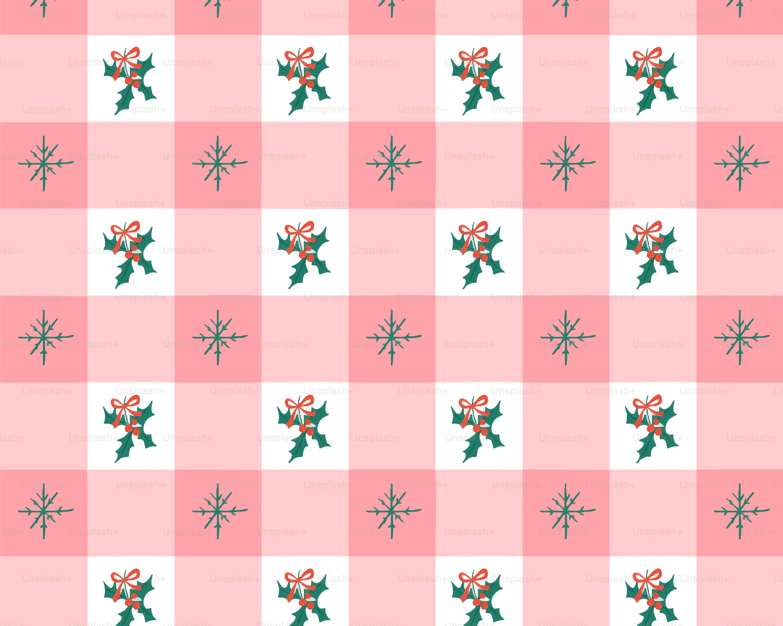 Christmas pattern with holly and candy canes
