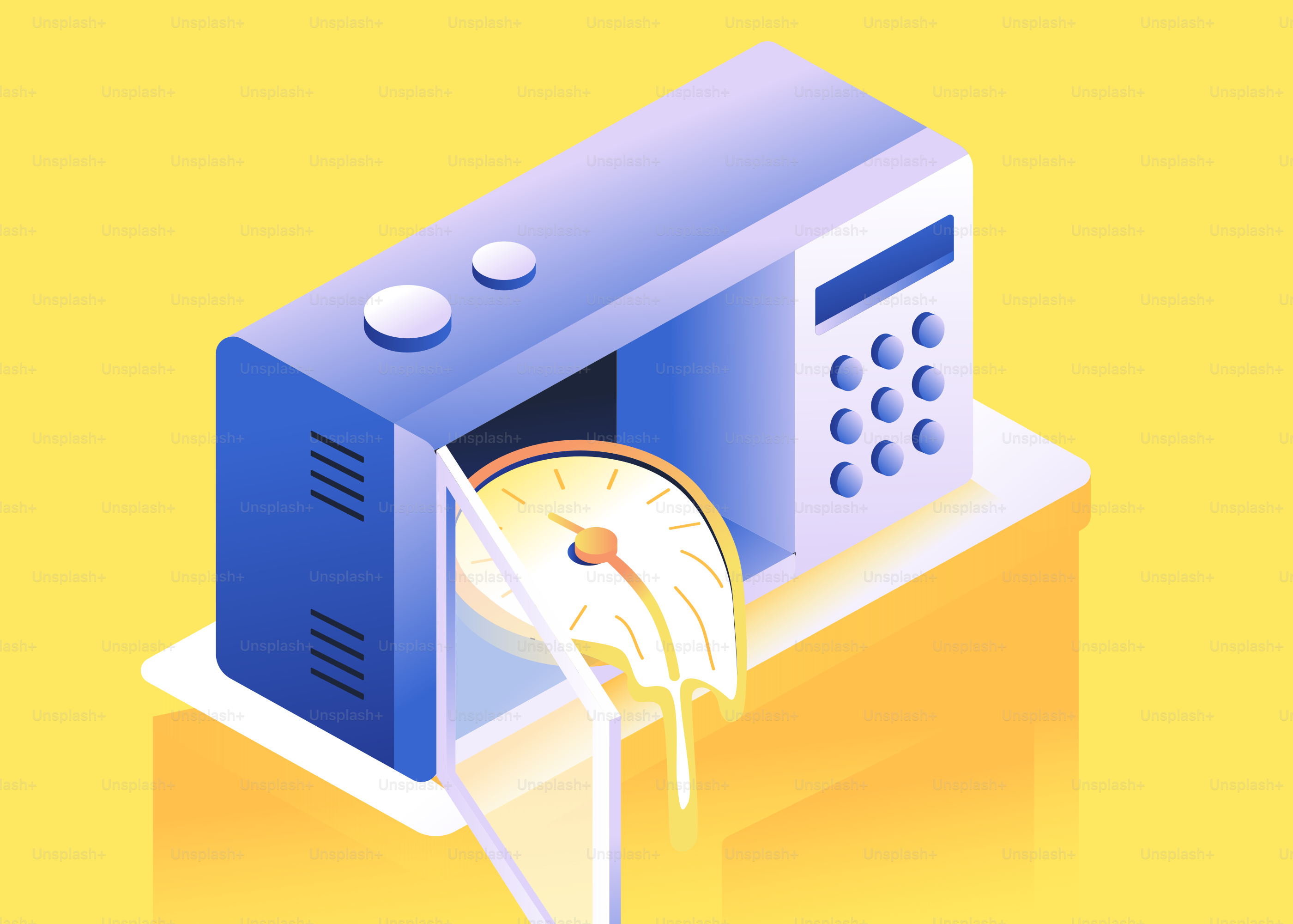 Melting clock inside an open microwave