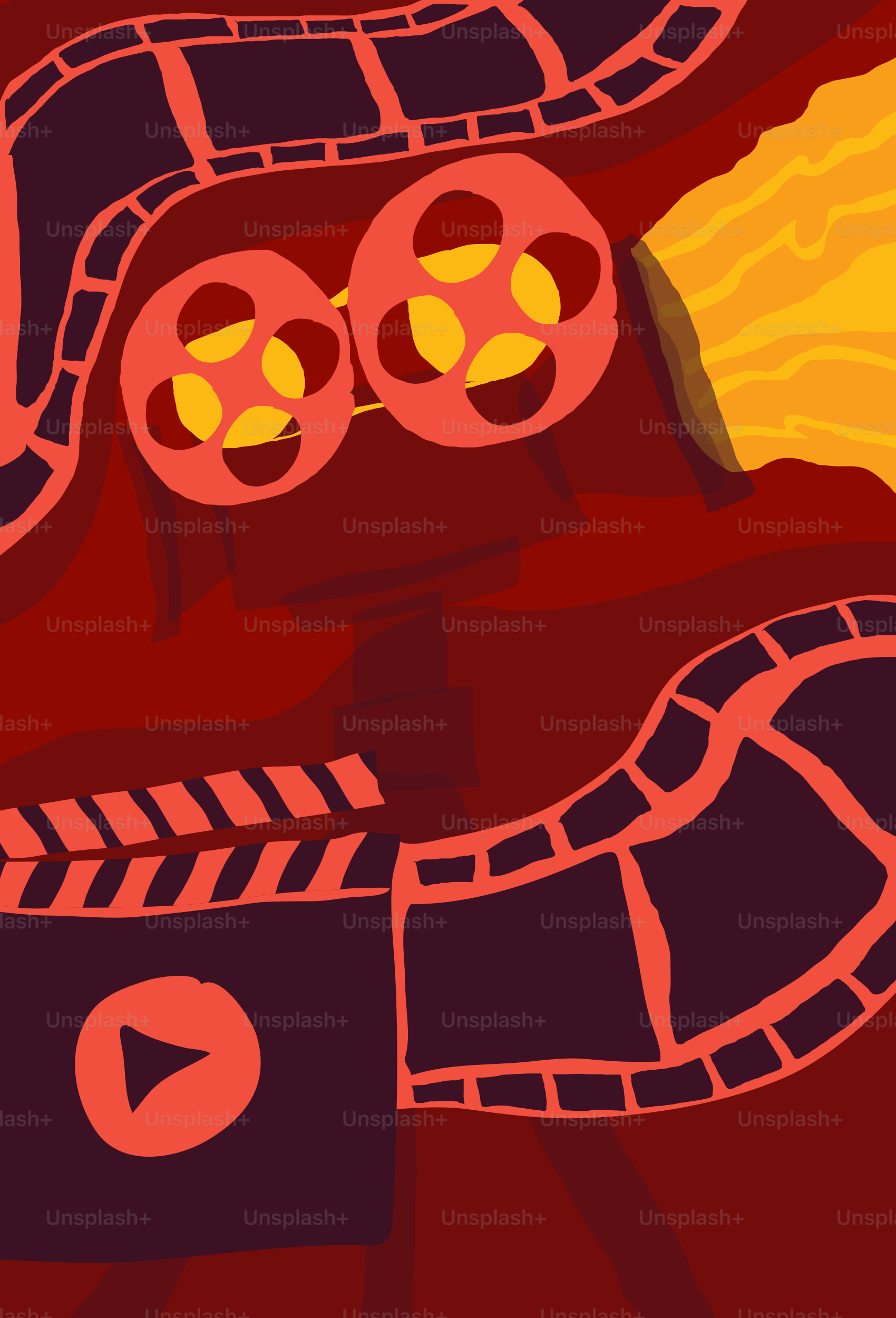 carretes de película, portapilotas y botón de reproducción