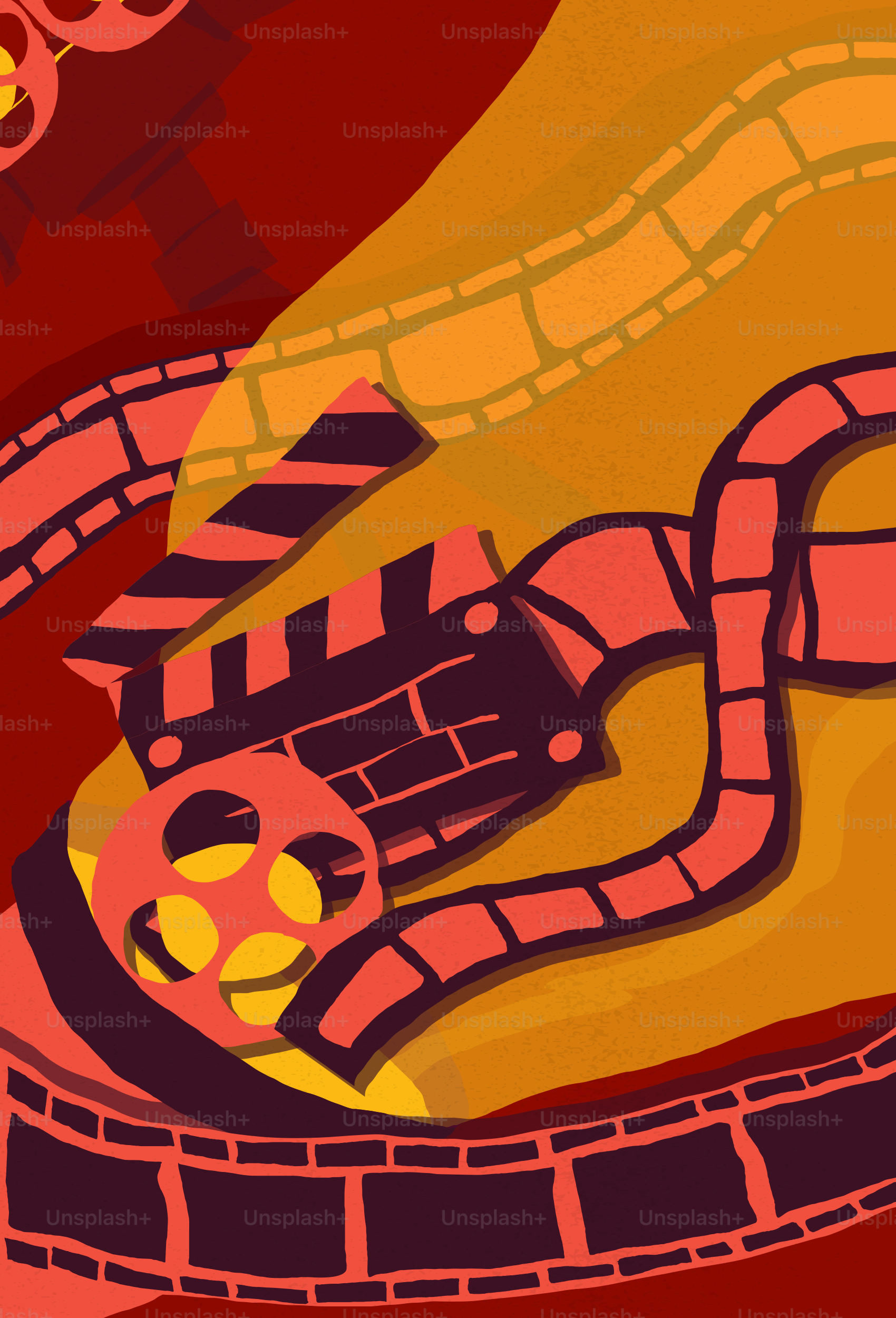 Carrete de película y claquetas con fondo abstracto