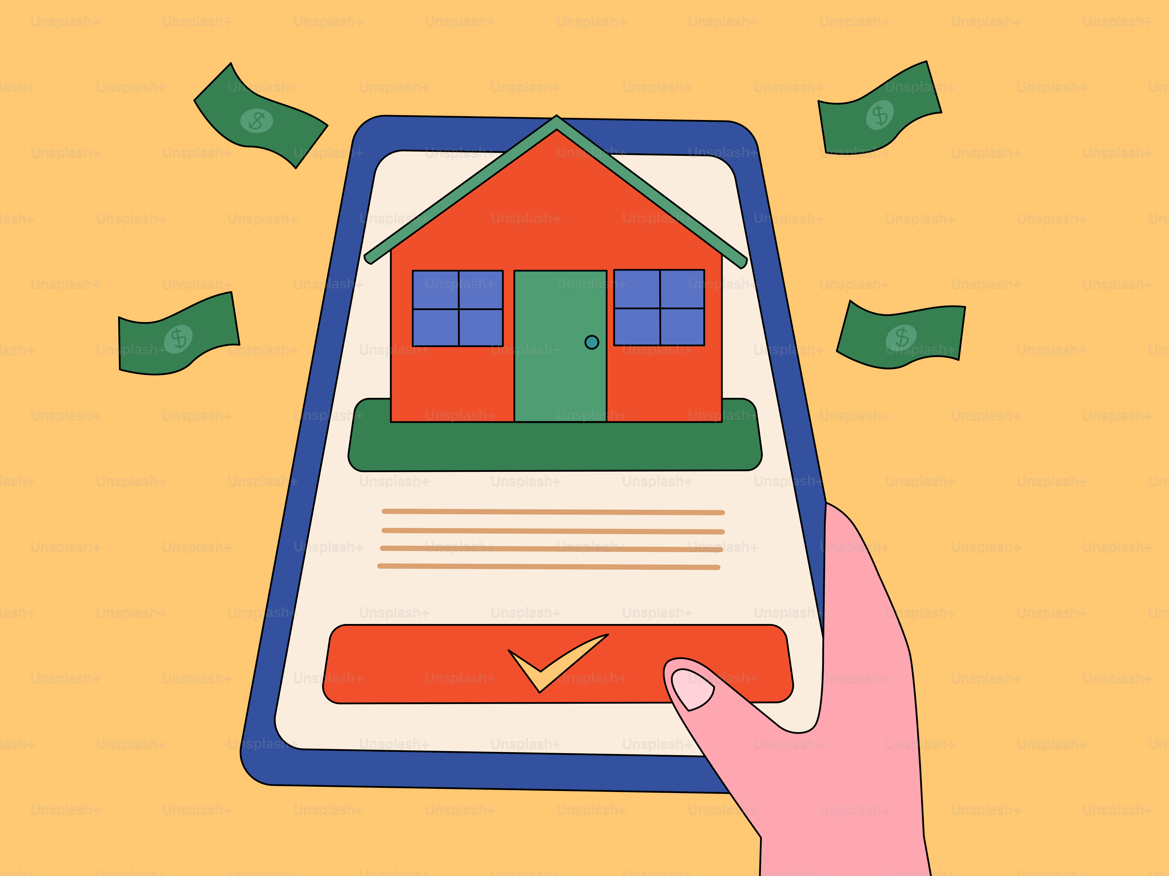 Hand, Handy mit Haus und Geld