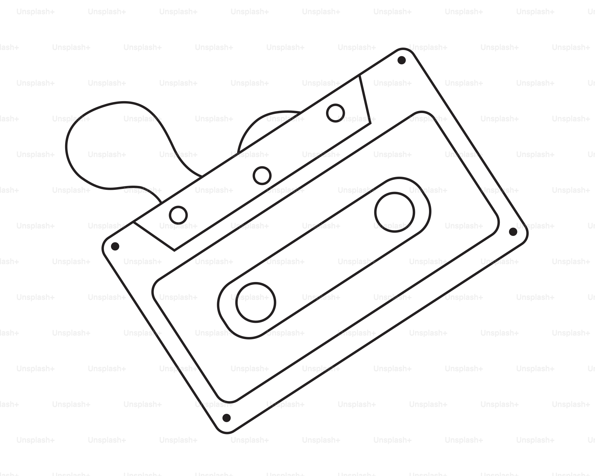 Outline of a vintage audio cassette tape.