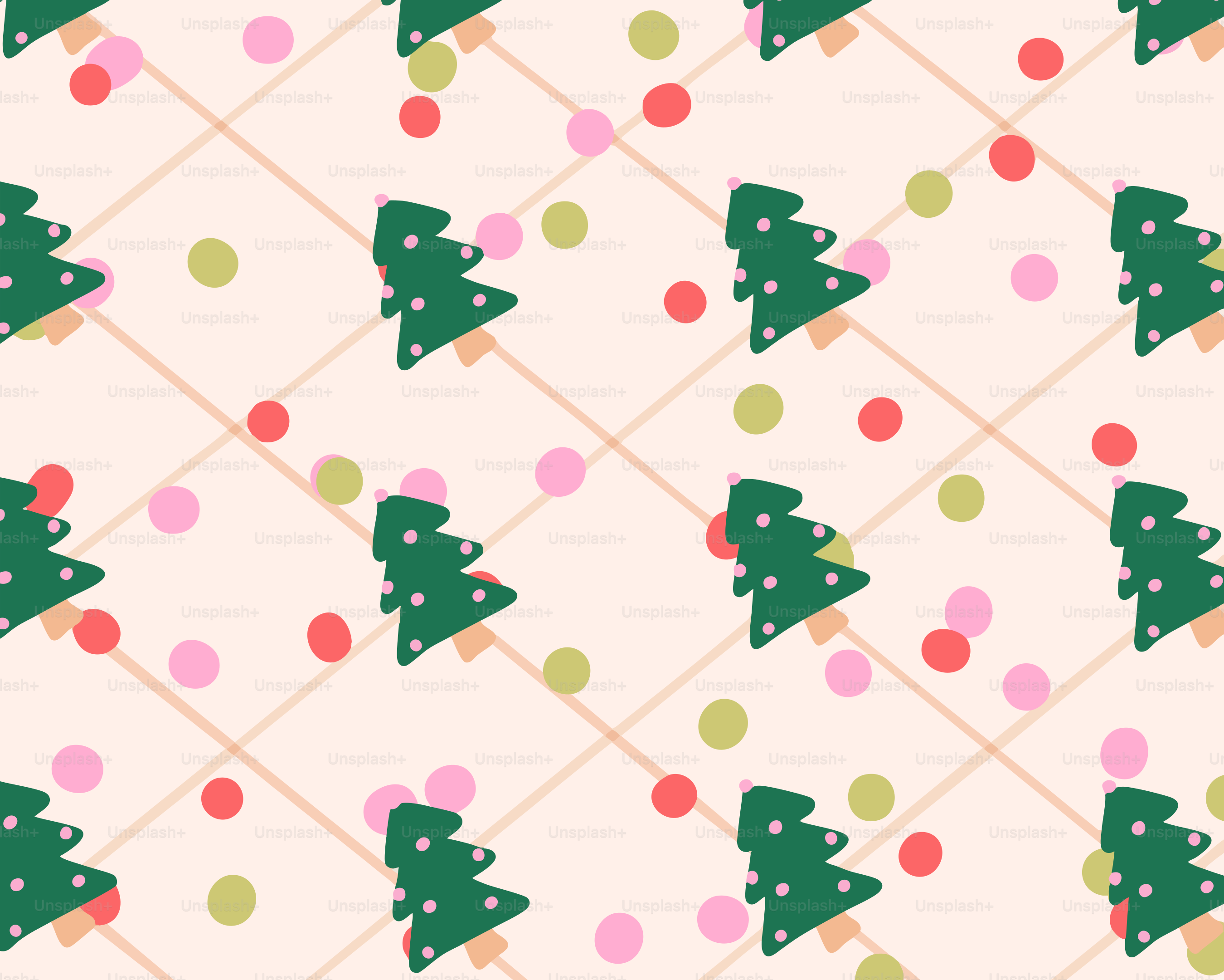 Christmas trees and polka dots pattern