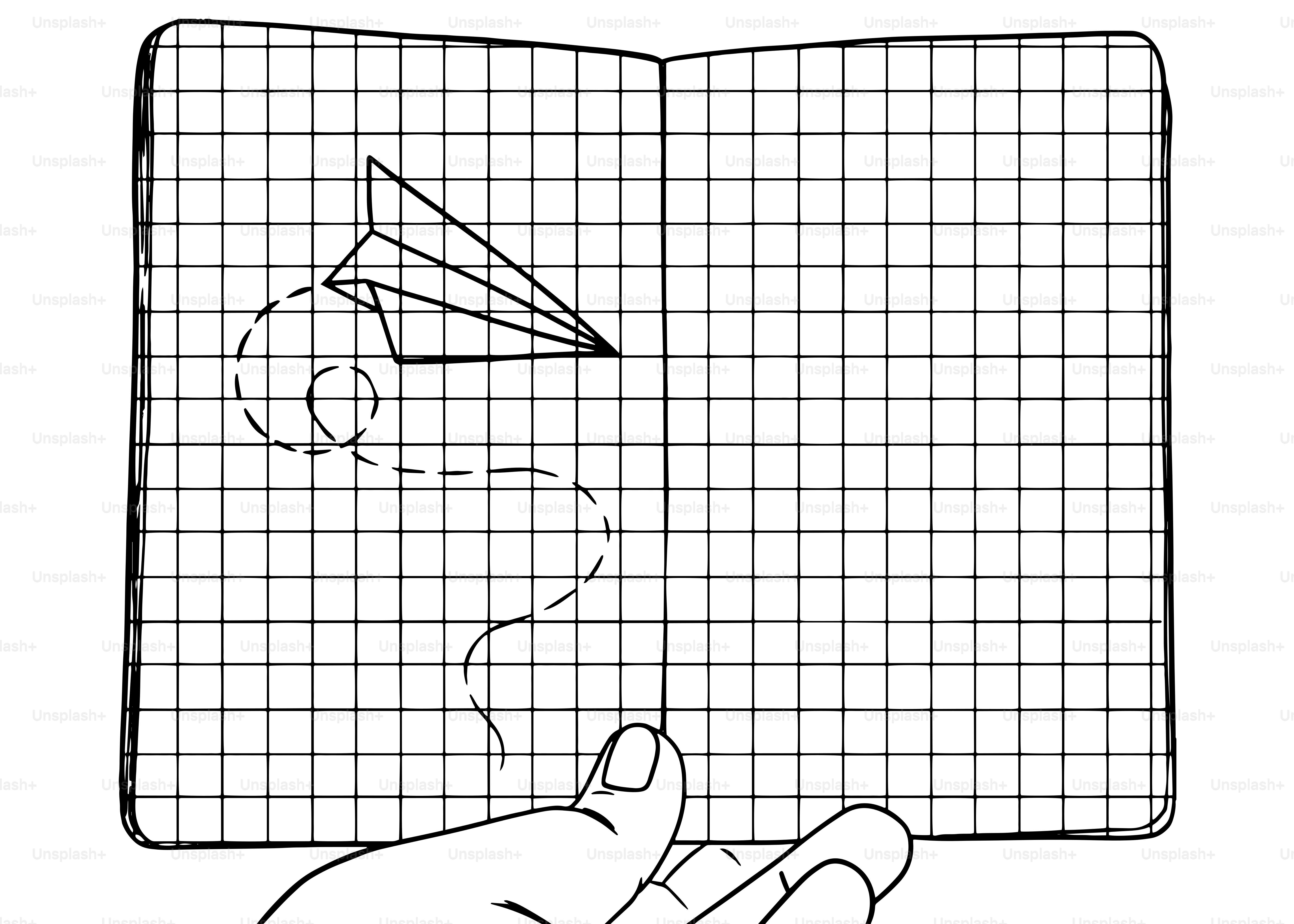 Avion en papier volant depuis un carnet