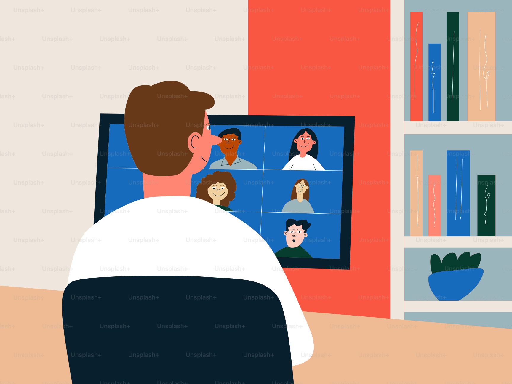 Woman on video call with four people vector – Business Image on Unsplash