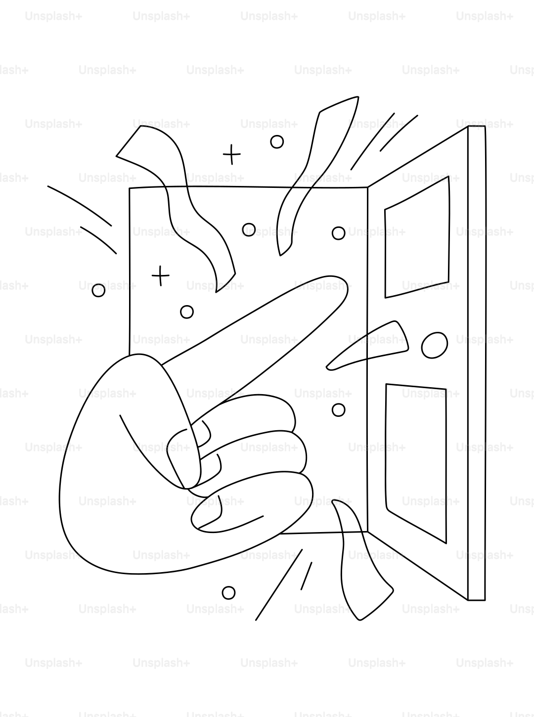 Una mano schiocca le dita davanti a una porta aperta.