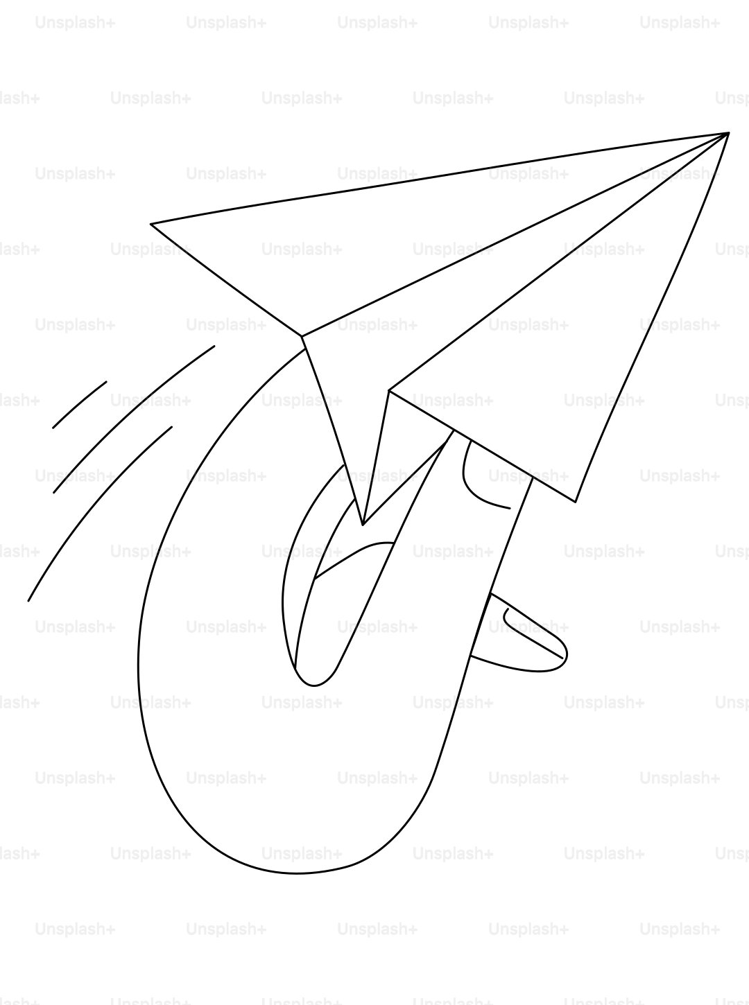 Une main lançant un avion en papier