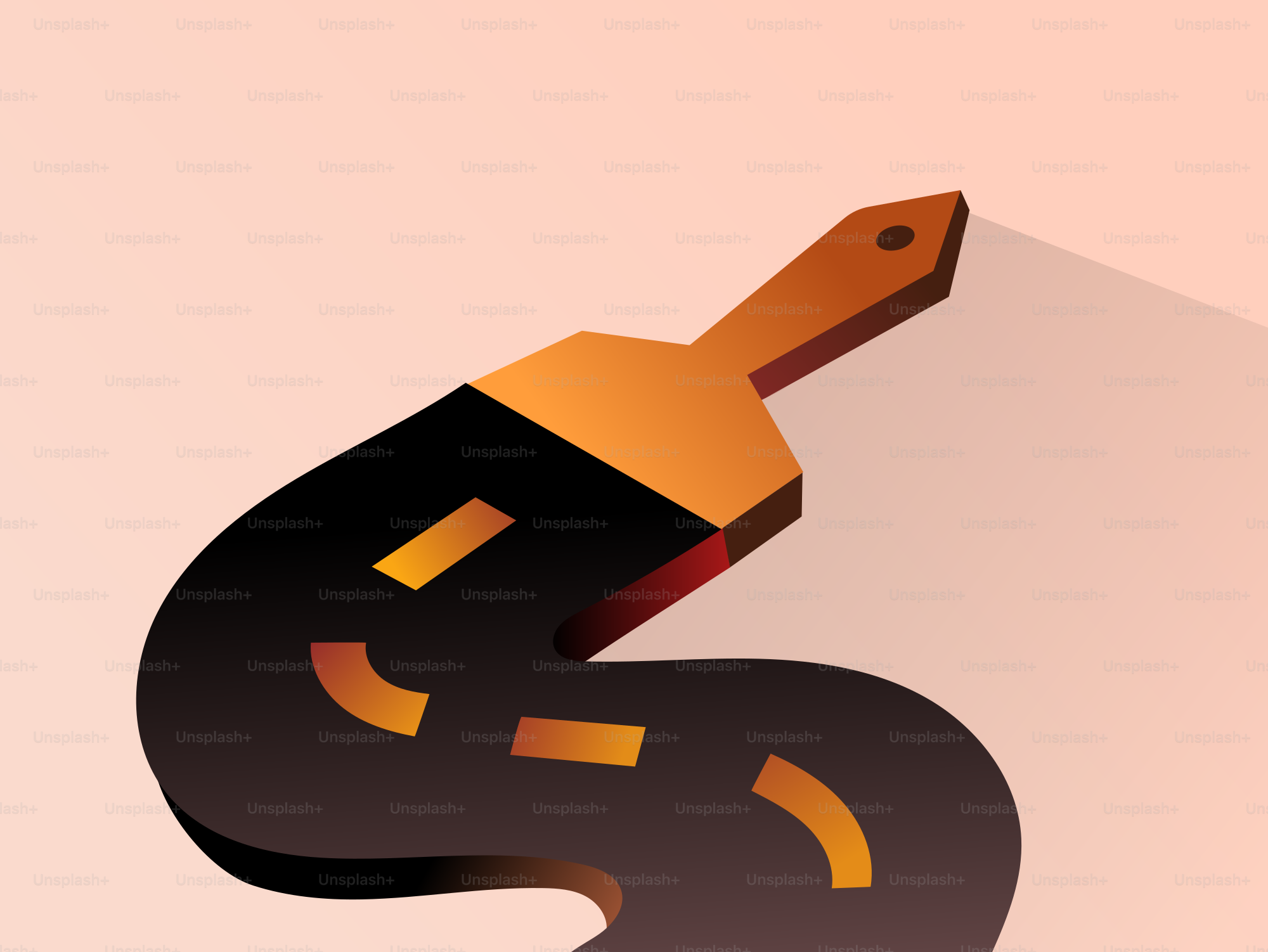 Paintbrush creating a dollar sign with black paint