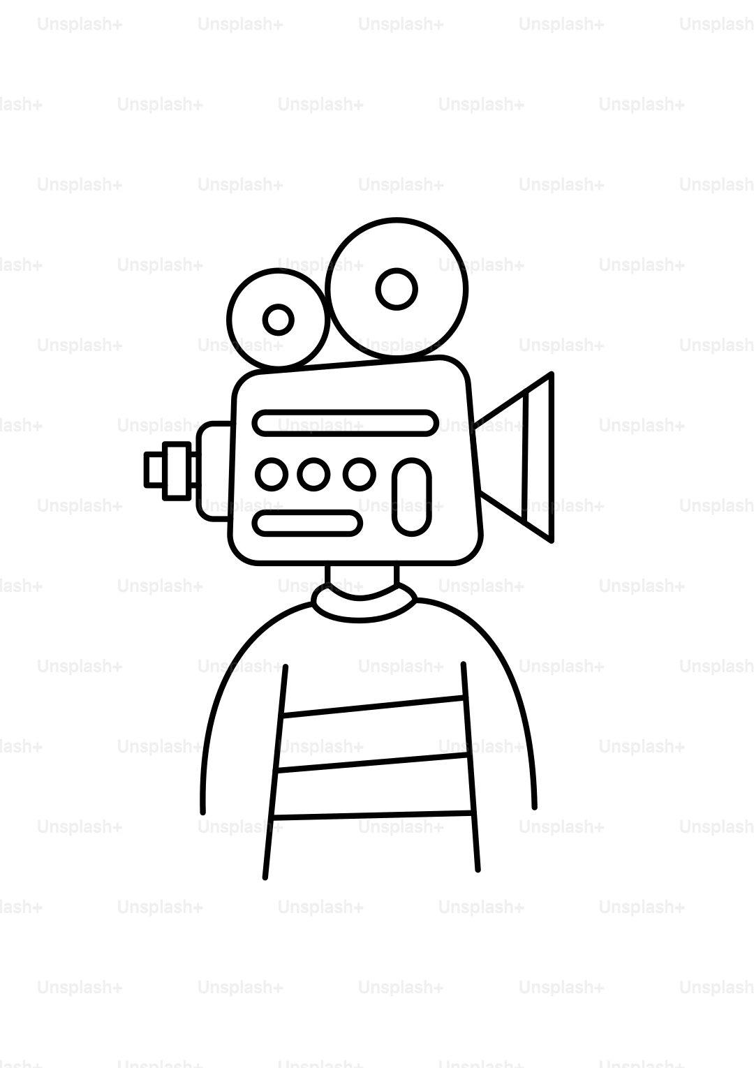 Person with a vintage camera for a head