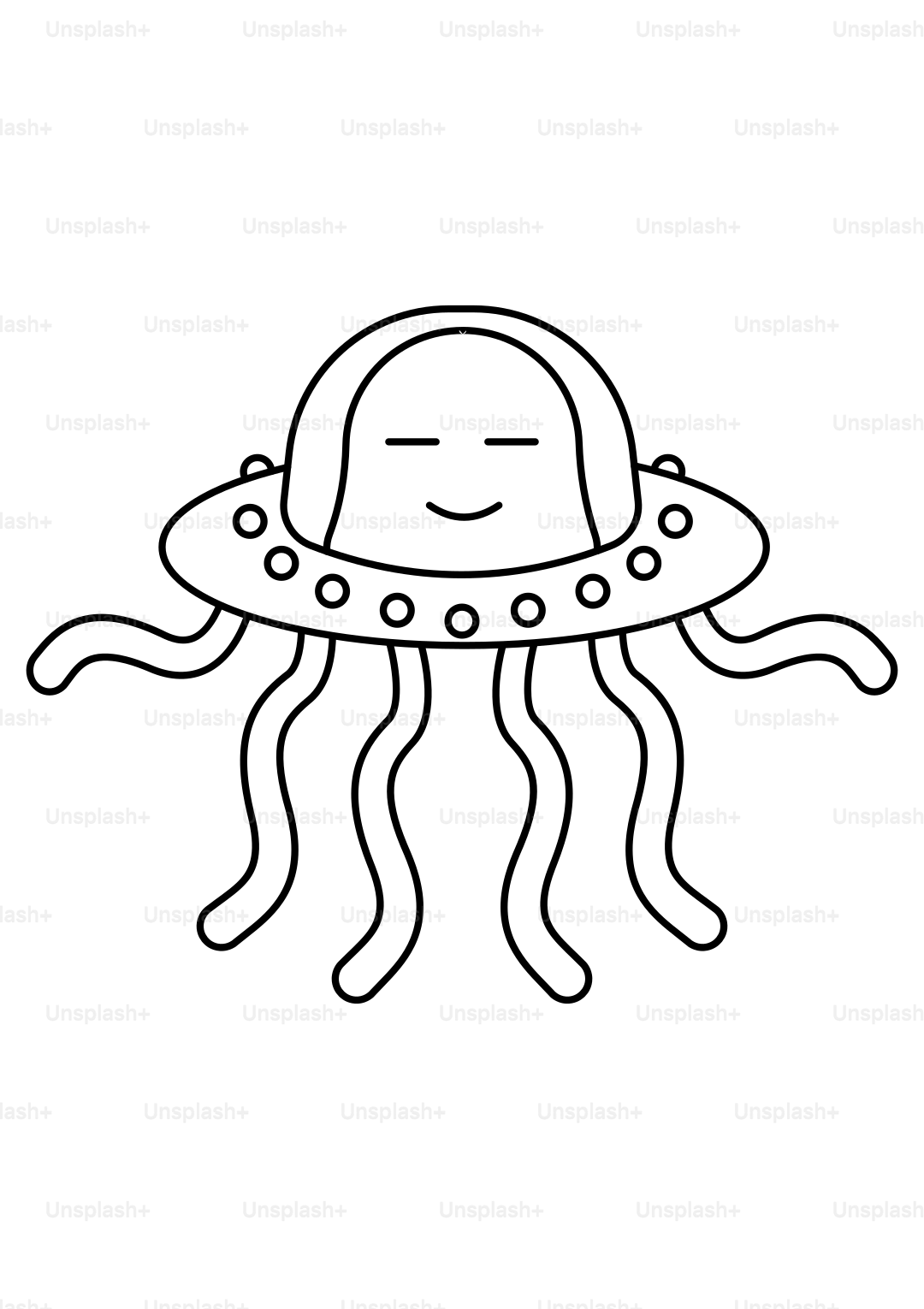 A simple cartoon drawing of a smiling jellyfish.